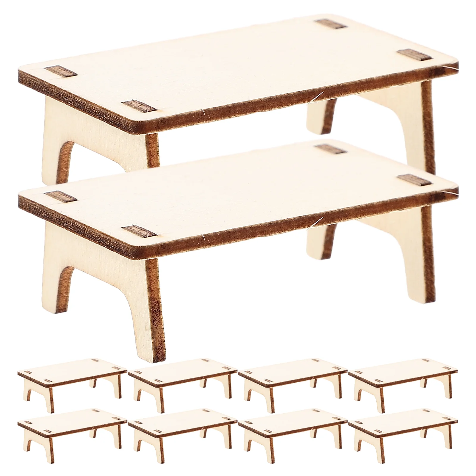 NUOLUX 10pcs Mini Table Model Wooden Mini House Table Miniature Furniture Ornament Decor Mini House Accessory