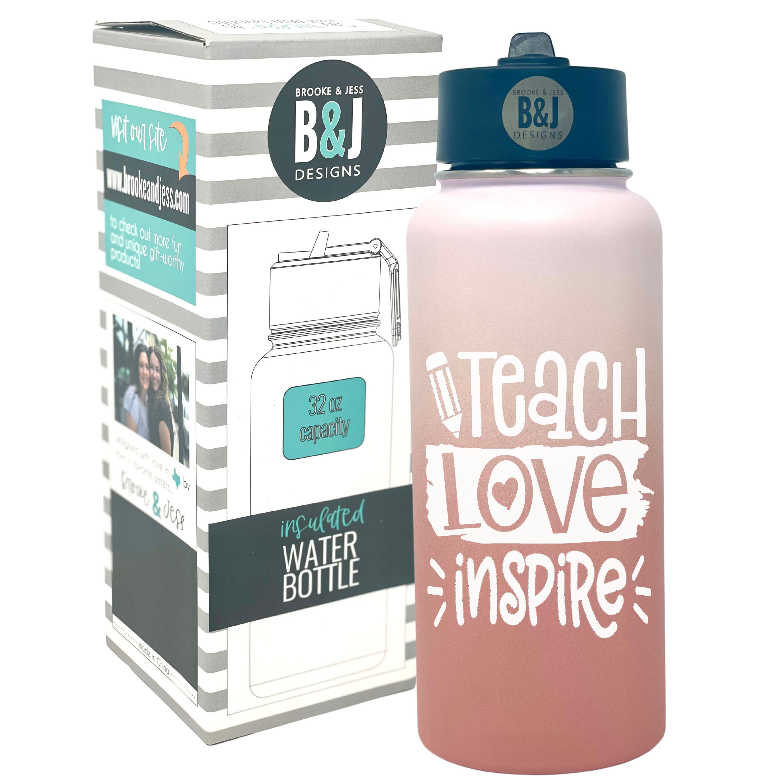 Teach Love Inspire Rose Gold 32 oz Water Bottle