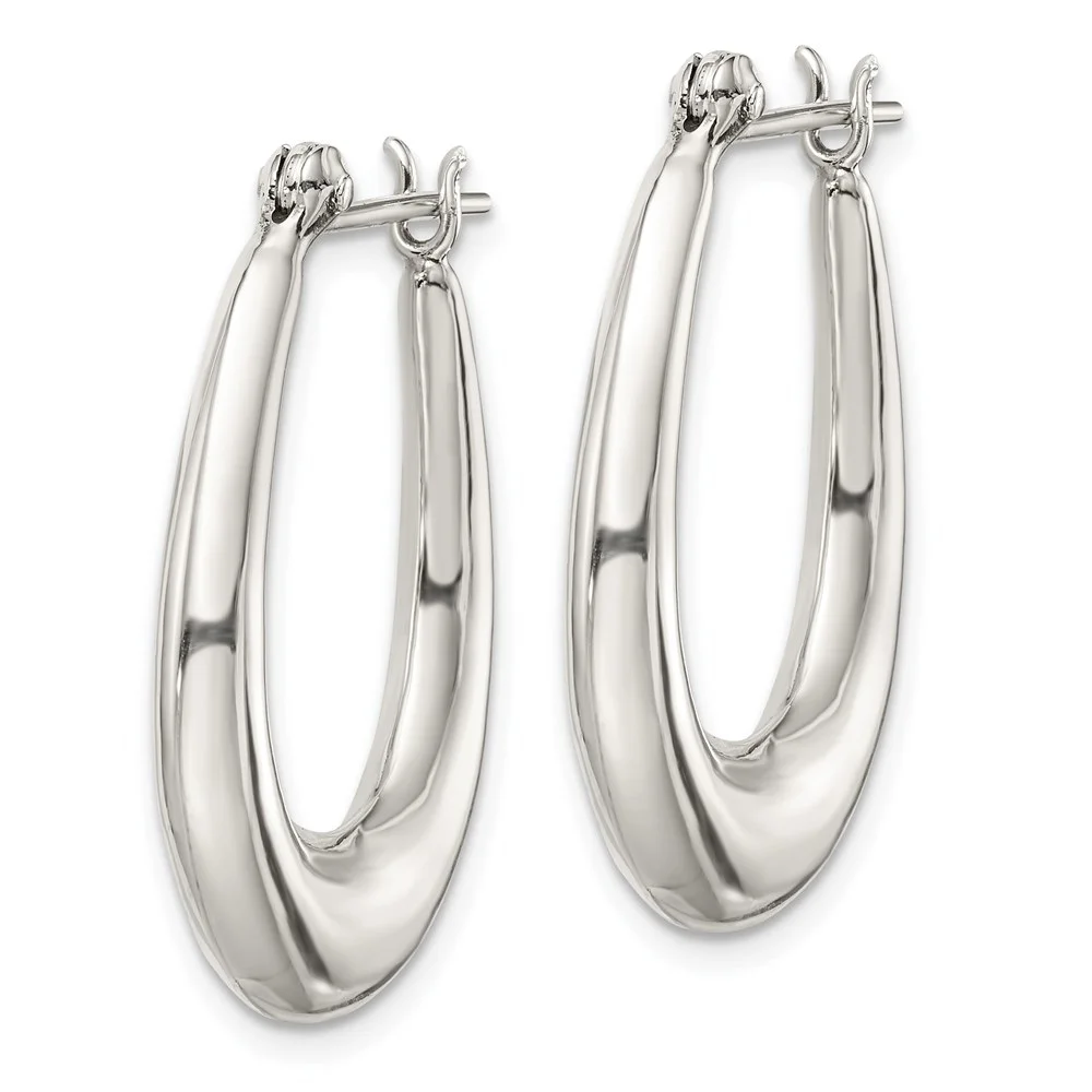 Auriga 925 Sterling Silver Polished & Tapered Oval Hoop Earrings for Women