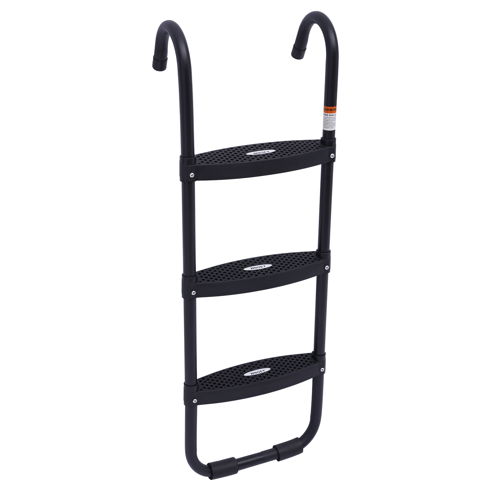 Black Trampoline Ladder 3 Wide with Anti-Slip Steps Universal Hooks, Steel, 14X42in