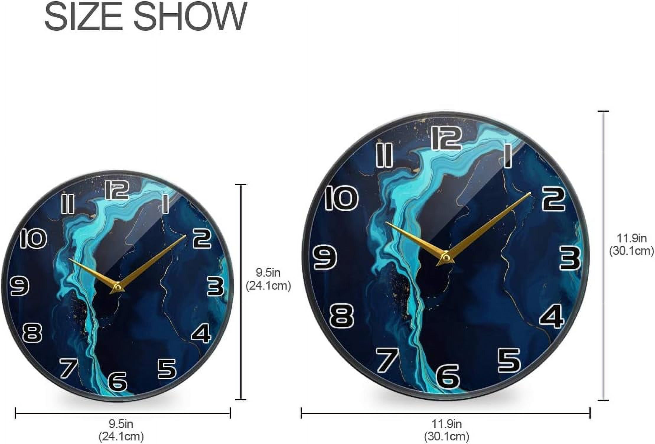 Wellsay Large Wall Clocks Vintage Battery Operated Marble Non Ticking 11.9 inch Clock Silent Art Bedroom Kitchen Clock Atomic Analog Clocks Home Decor for Kids