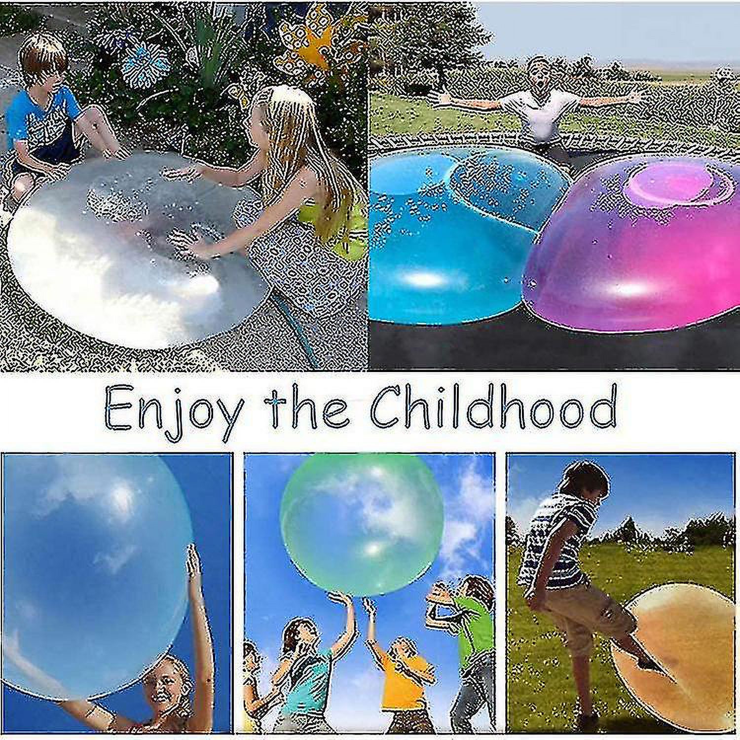 Kids Bubble Ball Toy Giant Inflatable Water Beach Rubber Ball Jelly Balloon Blue Balls