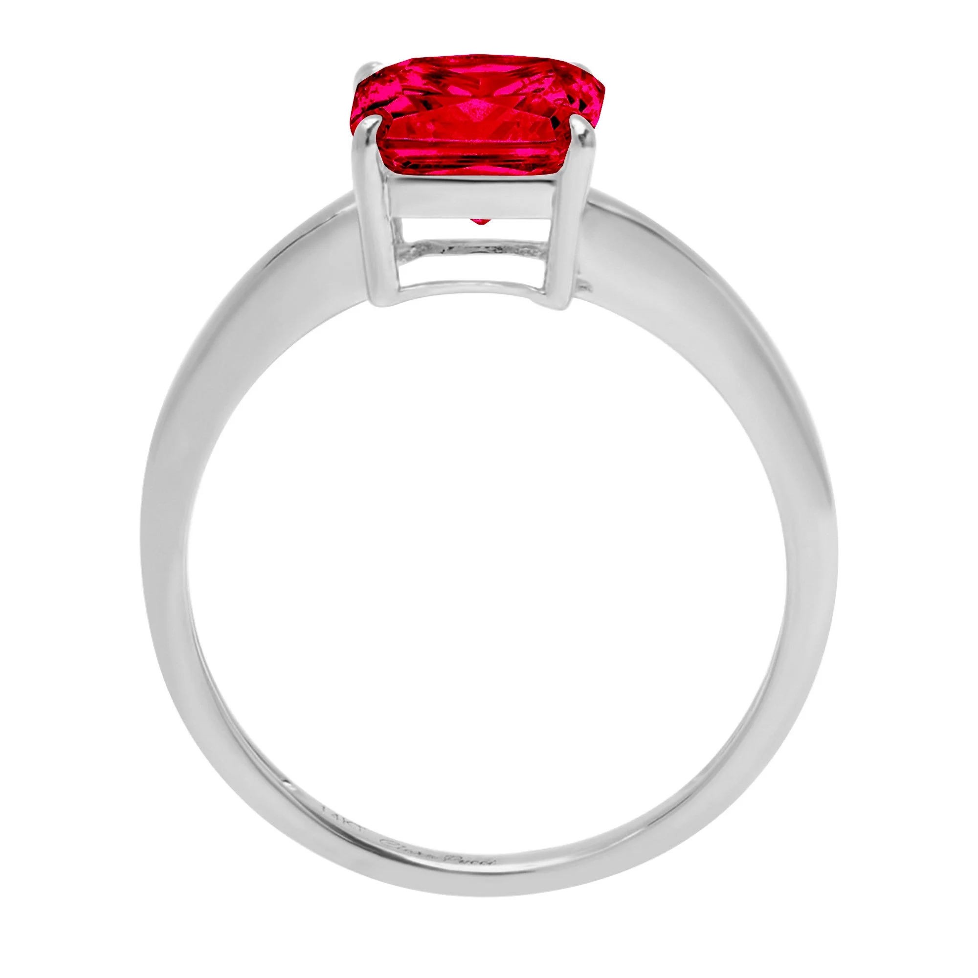1.5ct asscher cut red simulated ruby 14k white gold anniversary engagement ring size 9.5