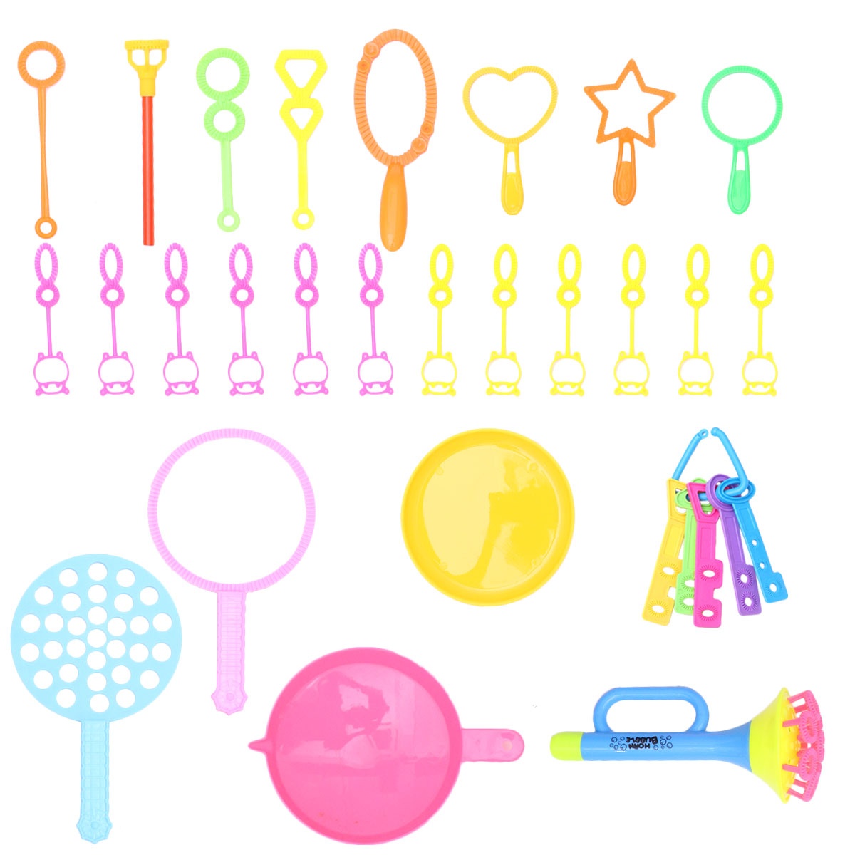 26 Pcs in 1 Set Cartoon Bubble Show Toy Plastic Bubble Blowing Bar Funny Bubble Making Toy Lovely Handheld Bubble Sticks Bubbling Toy with Trays for Outdoor Pool Beach Fun Playing