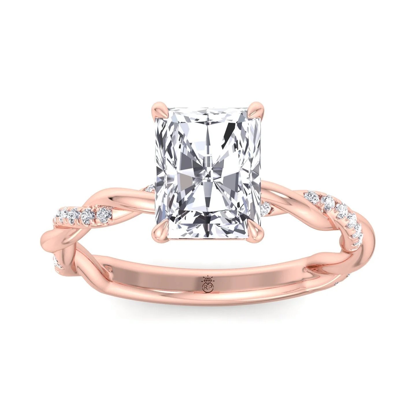 Basil - Radiant Cut Twisted Band Moissanite Lab-Diamond Engagement Ring