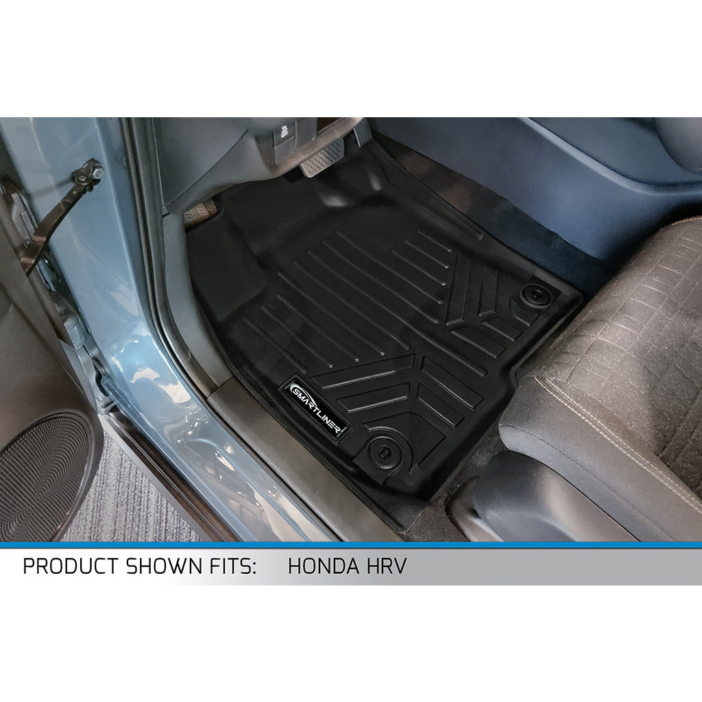 SMARTLINER All Weather Custom Fit Black 1st Row Floor Mat Liner Set Compatible With 2023 Honda HR-V