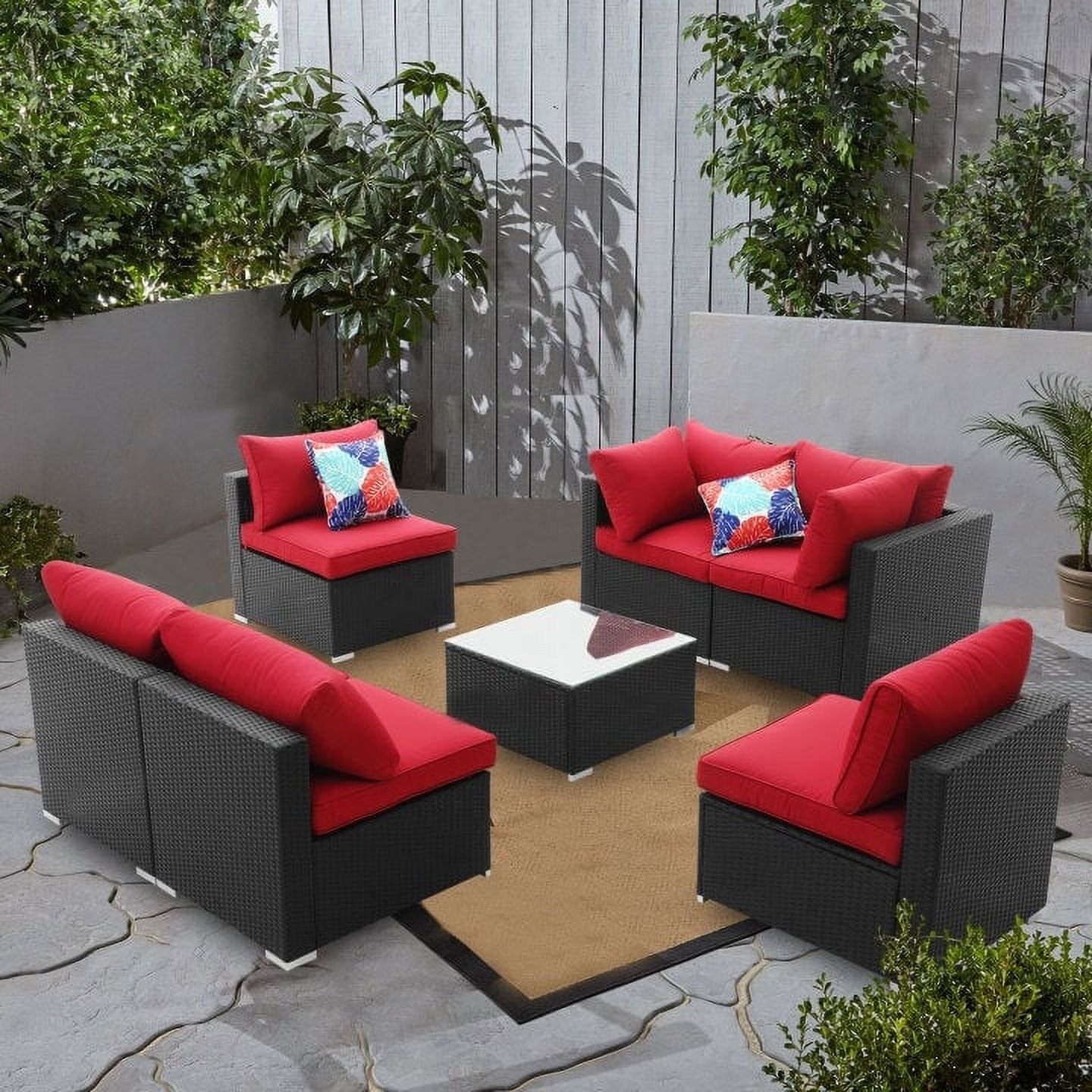 Zenova Rattan  2 or 7-piece Wicker Sofa Conversation Set Outdoor Patio Seating Sofa Set Blue 2-piece 2