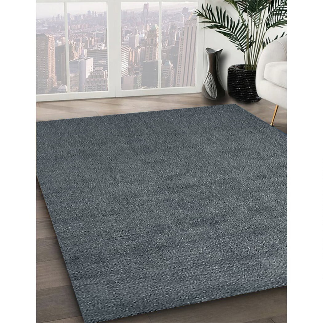 Ahgly Company Indoor Square Mid-Century Modern Blue Moss Green Solid Area Rugs, 3' Square