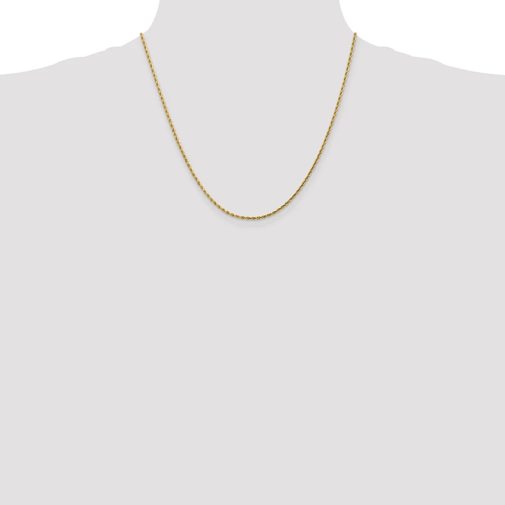 Leslie's Real 14kt Yellow Gold 1.75mm Diamond-Cut Rope Chain; 20 inch; Lobster Clasp; for Adults and Teens; for Women and Men