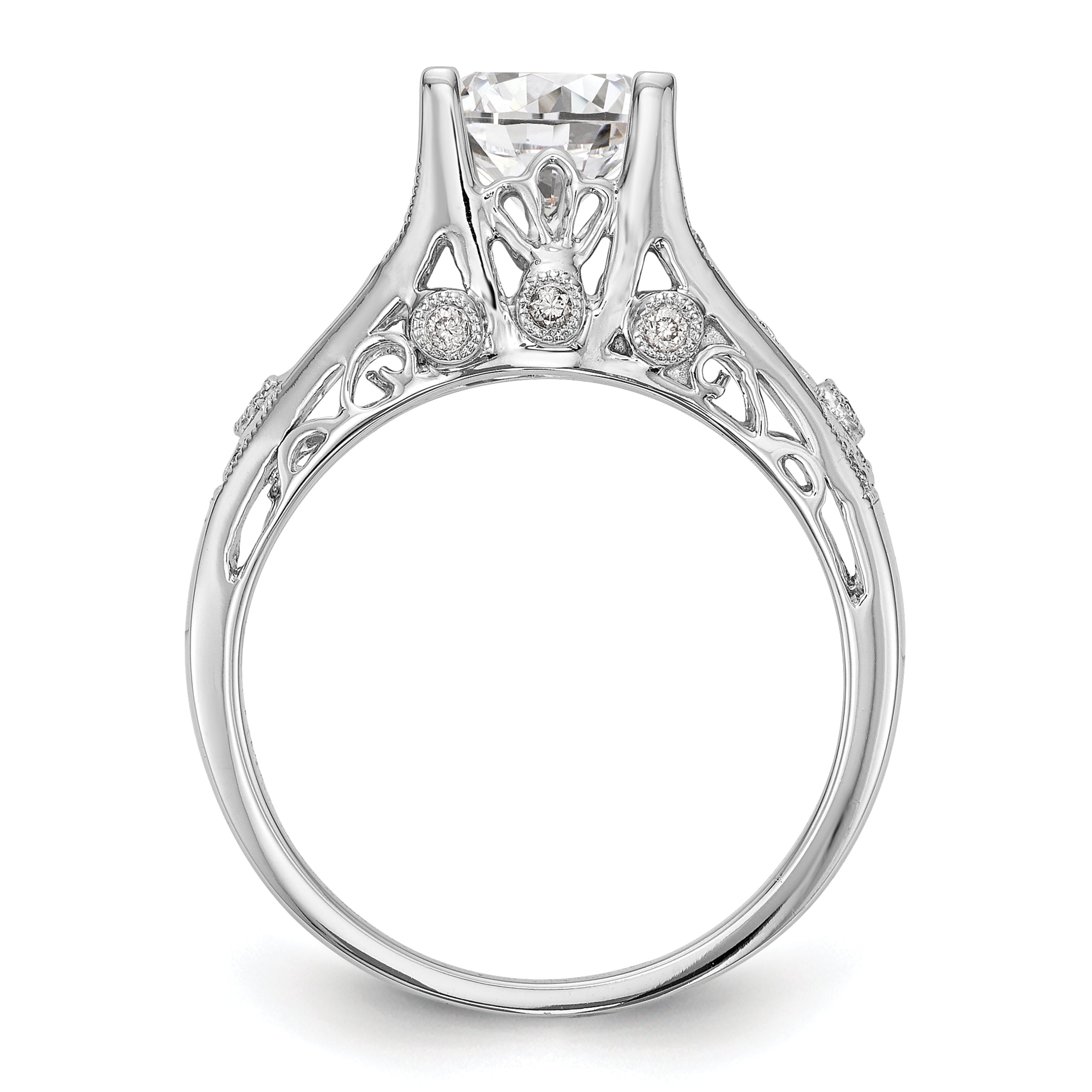 1.00ct. CZ Solid Real 14K White Gold Engagement Ring