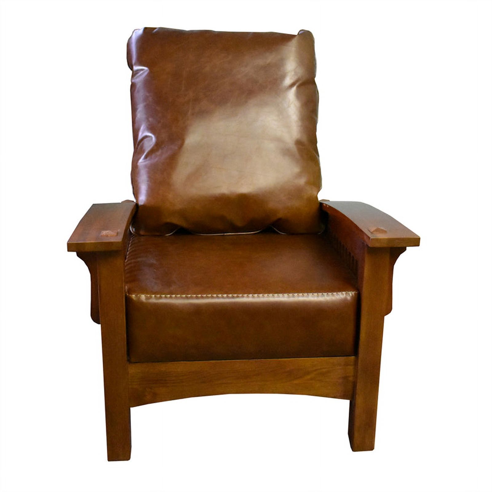 Crafters and Weavers Arts and Crafts Leather Morris Chair in Brown