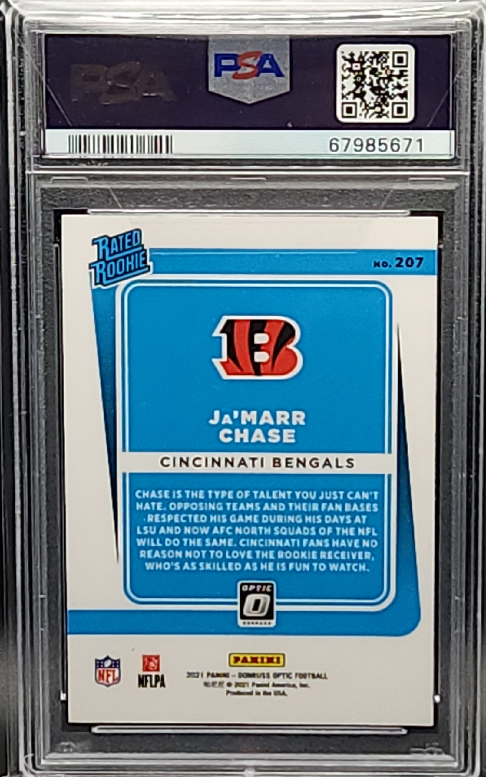 Ja'Marr Chase Cincinnati Bengals 2021 Donruss Optic Rookie Card #207 PSA 9 Mint
