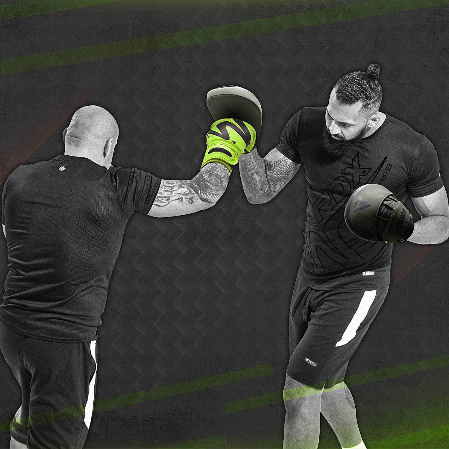 RDX Boxing Pads Focus Mitts, Punching Target  Leather Training Pads, Matte Green