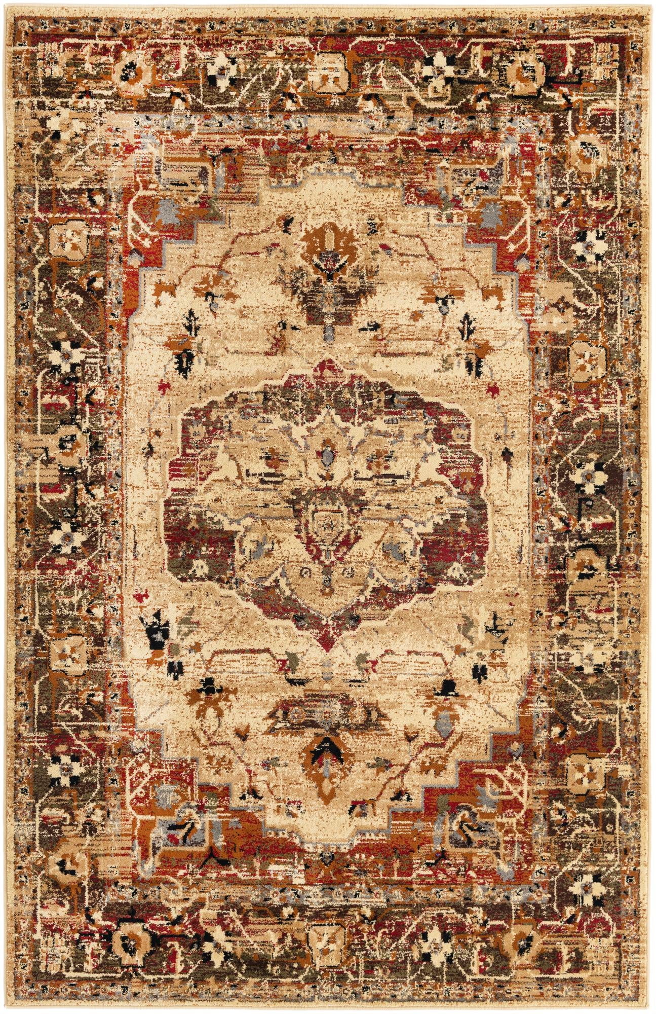 Rugs.com Saturn Collection Rug – 5' x 8' Cream Medium Rug Perfect For Bedrooms, Dining Rooms, Living Rooms