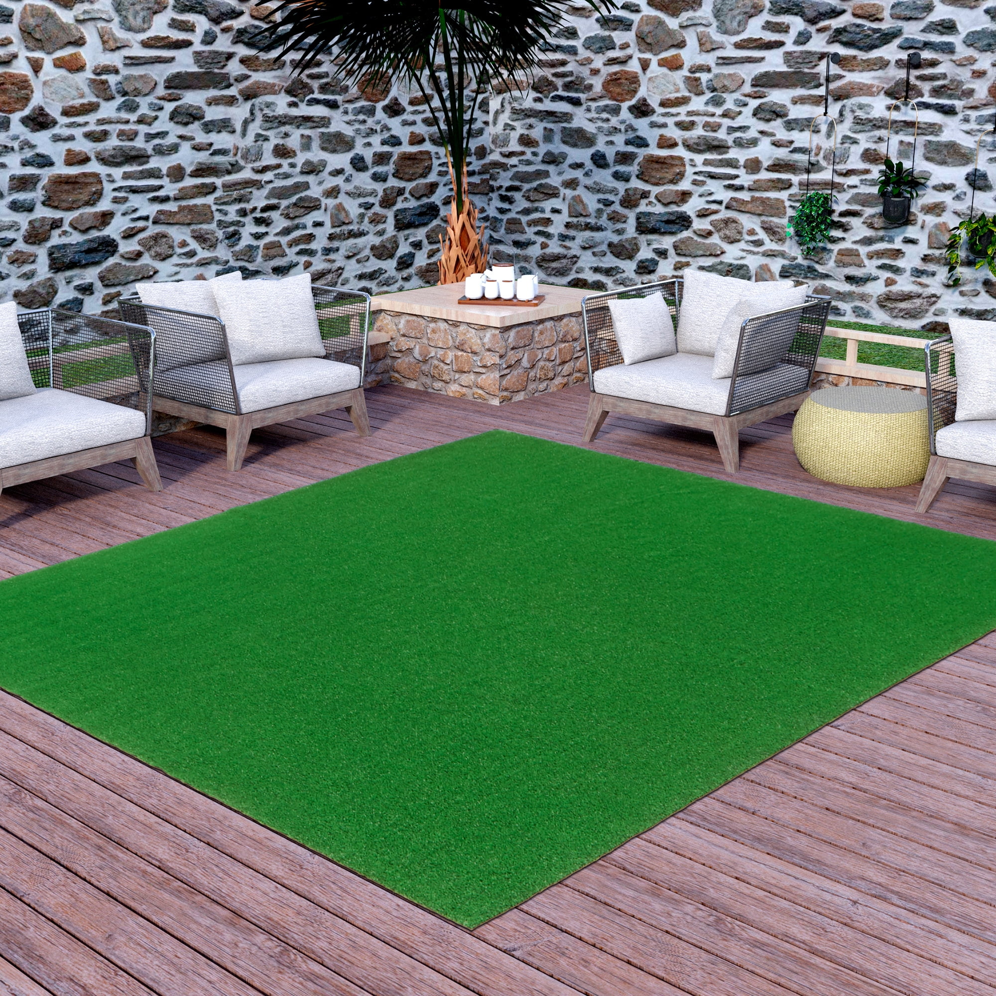 Sweet Home Stores Waterproof 5x8 Indoor/Outdoor Artificial Grass Rug for Patio Pet Deck, 5'3