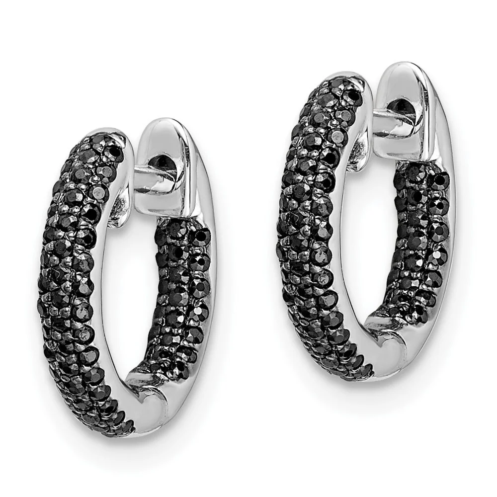 Auriga 10k White Gold Diamond Hinged Hoop Earrings for Women