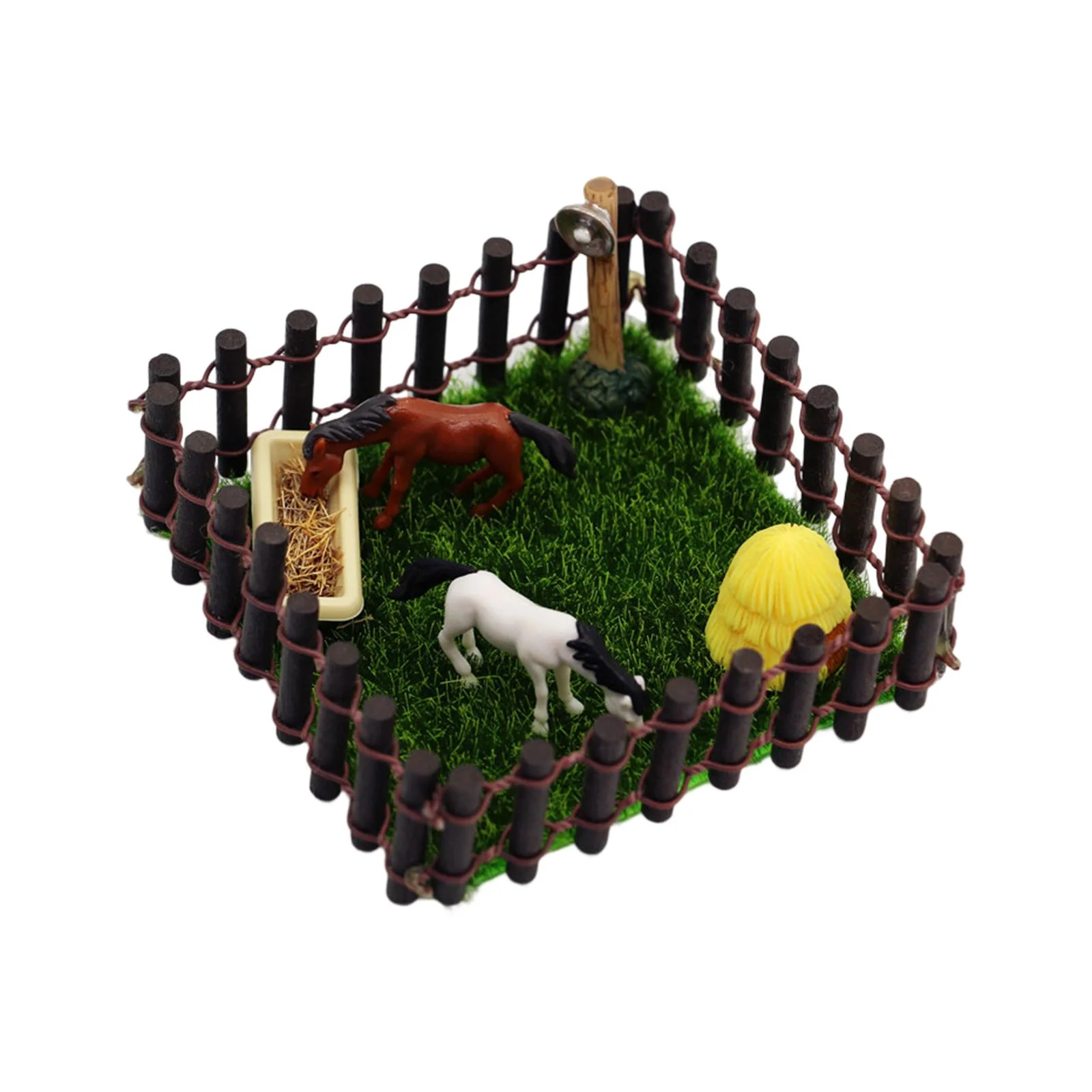 Dollhouse Farm Horse Toys ,1/12 Scale Horse Stall Horse Barn Set, Fairy Garden with Fence Toy Figures Mini for fence