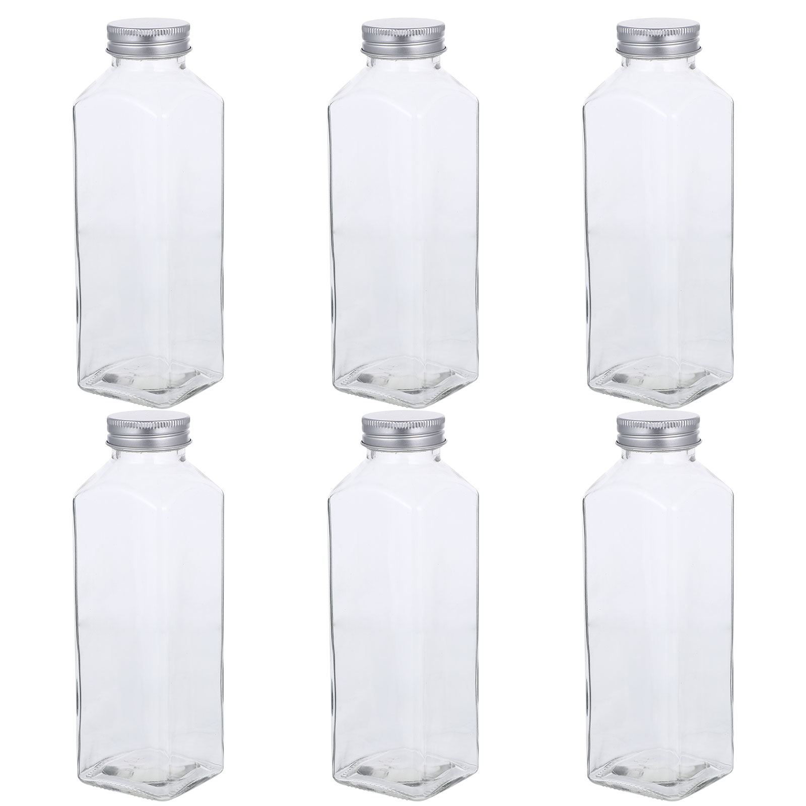 6 Pcs Convenient Glass Bottles Storage Bottles with Lid (Silver, Transparent)
