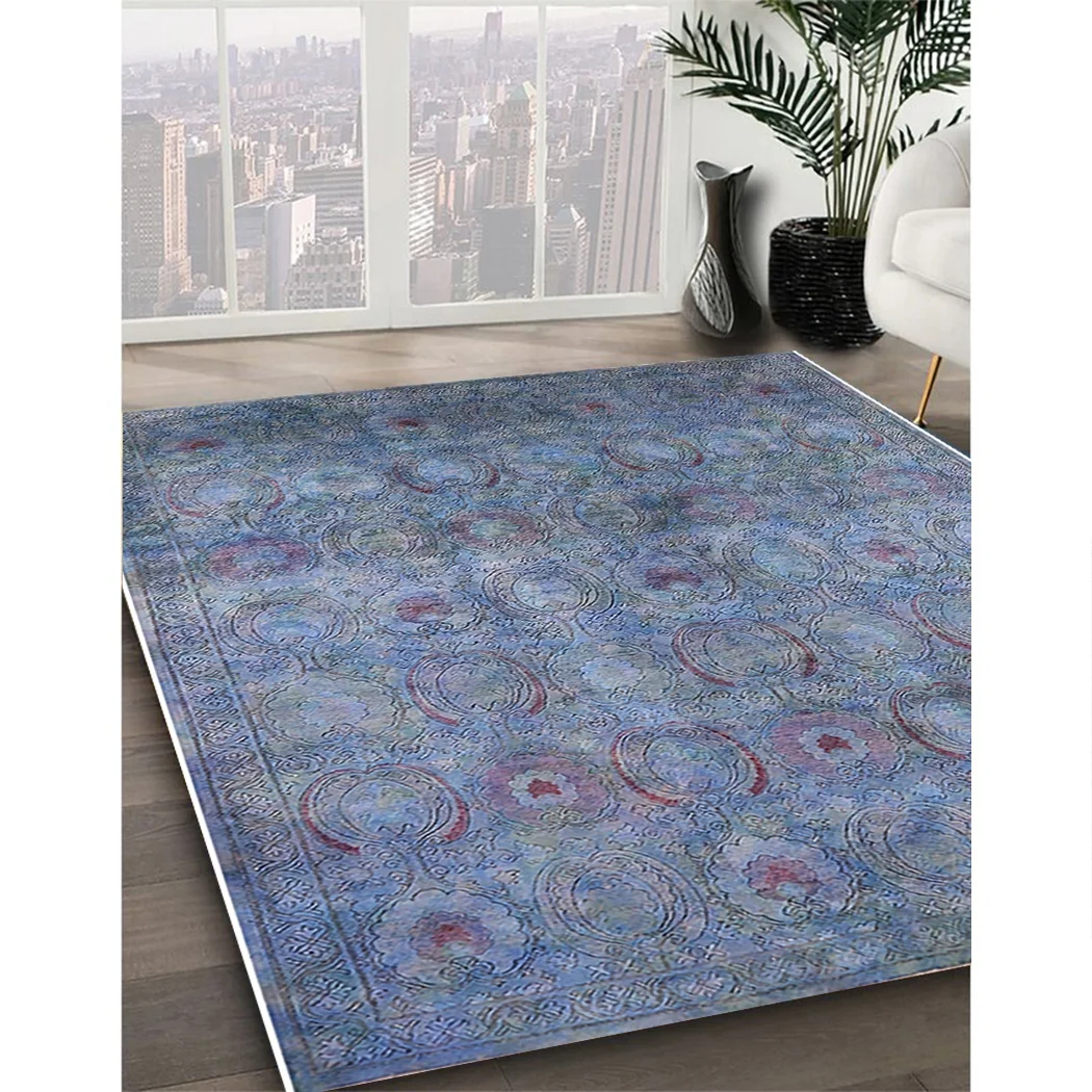 Ahgly Company Indoor Rectangle Mid-Century Modern Azure Blue Persian Area Rugs, 2' x 3'