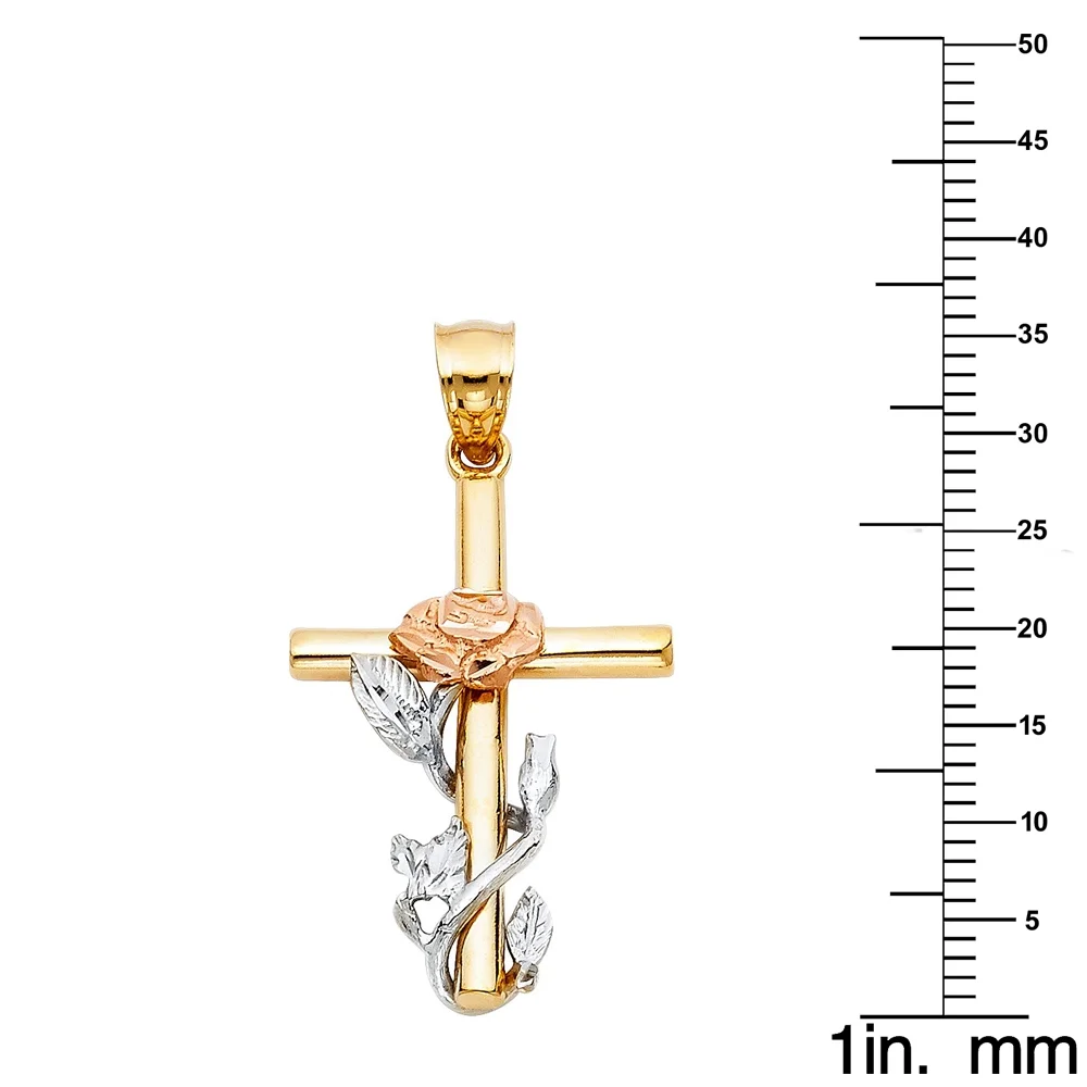 Precious Stars 14K Tri-Tone Gold Floral 1 ³/₁₆