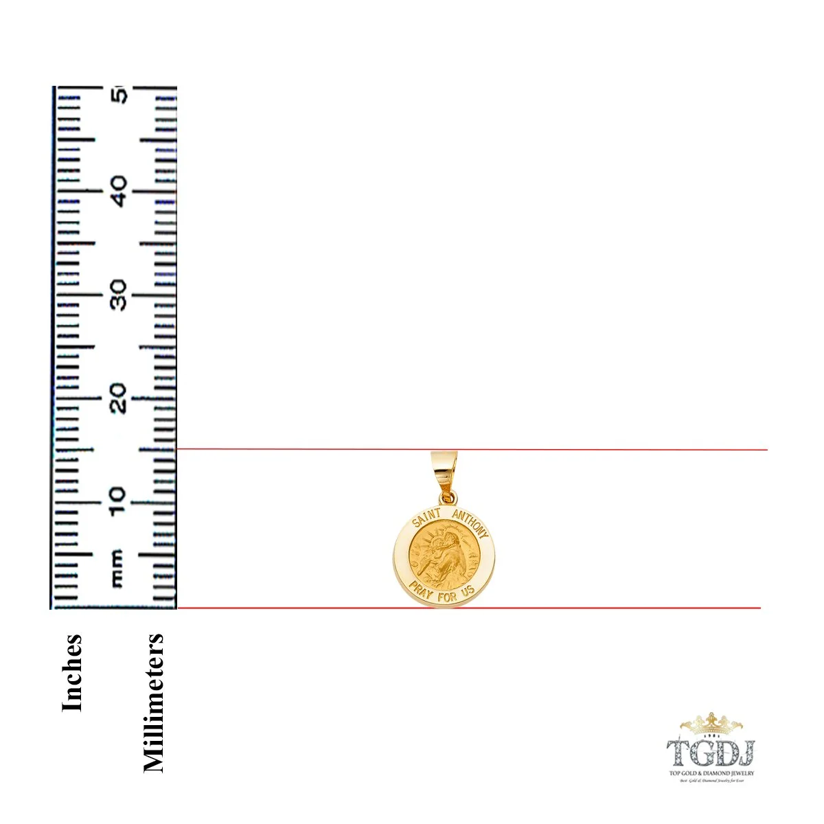 TGDJ 14k Yellow Gold Religious St. Anthony Pendant