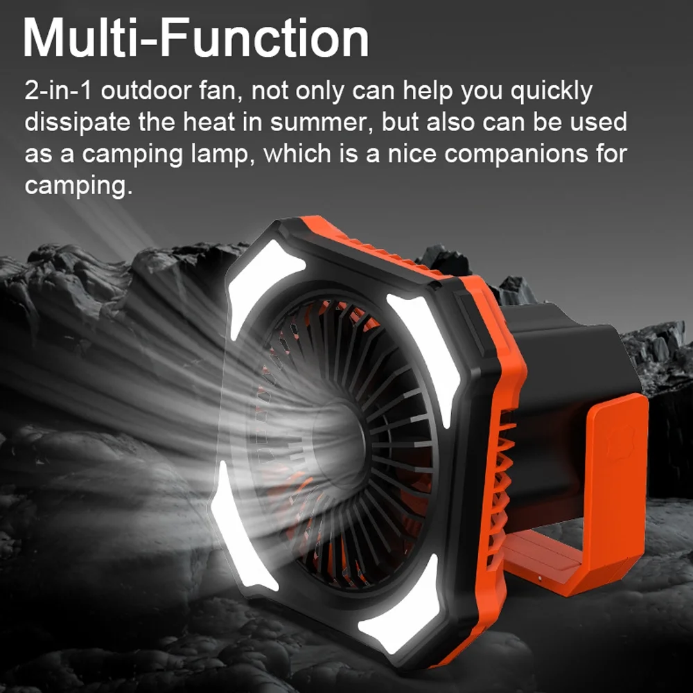 Radirus Portable Power Bank Camping Fan, USB Battery Operated Ceiling Tent Light with Remote Controller for Home Office Camping