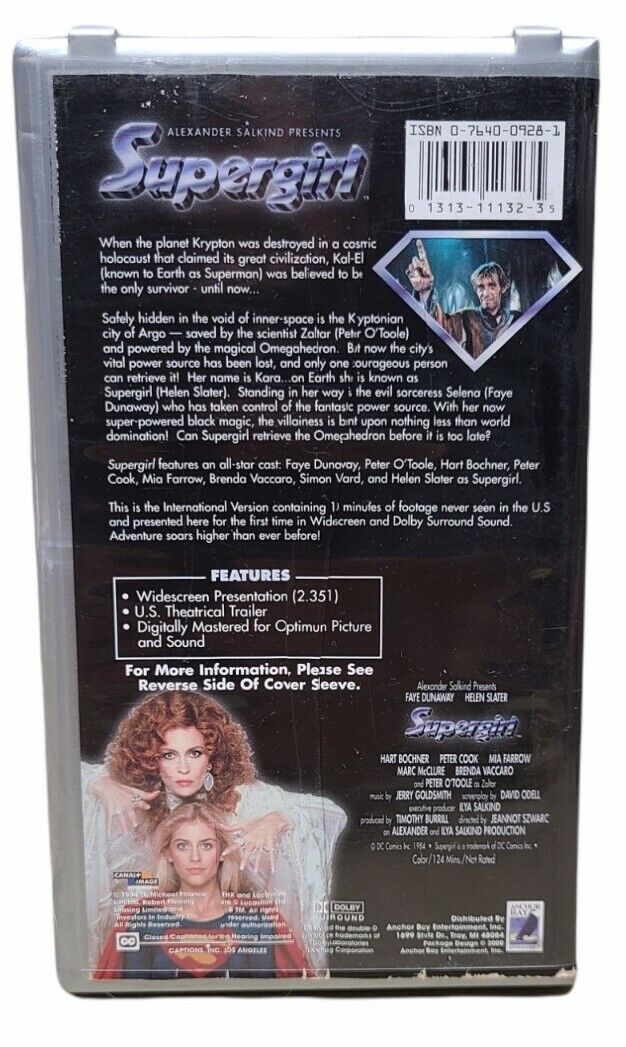 Supergirl Collector's Edition Widescreen Presentation VHS clamshell 1984 Rare