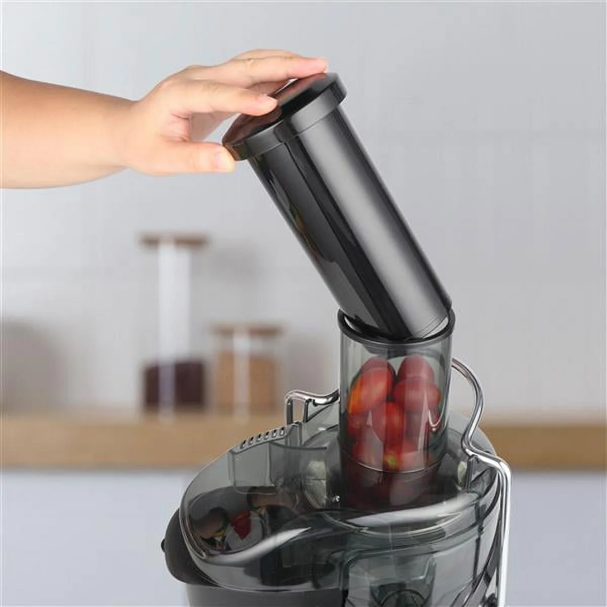 Large Diameter 1000Ml Juice Cup， 110V 800W 85MM， 1500Ml Pomace Cup Third Gear Electric Juicer Stainless Steel Black