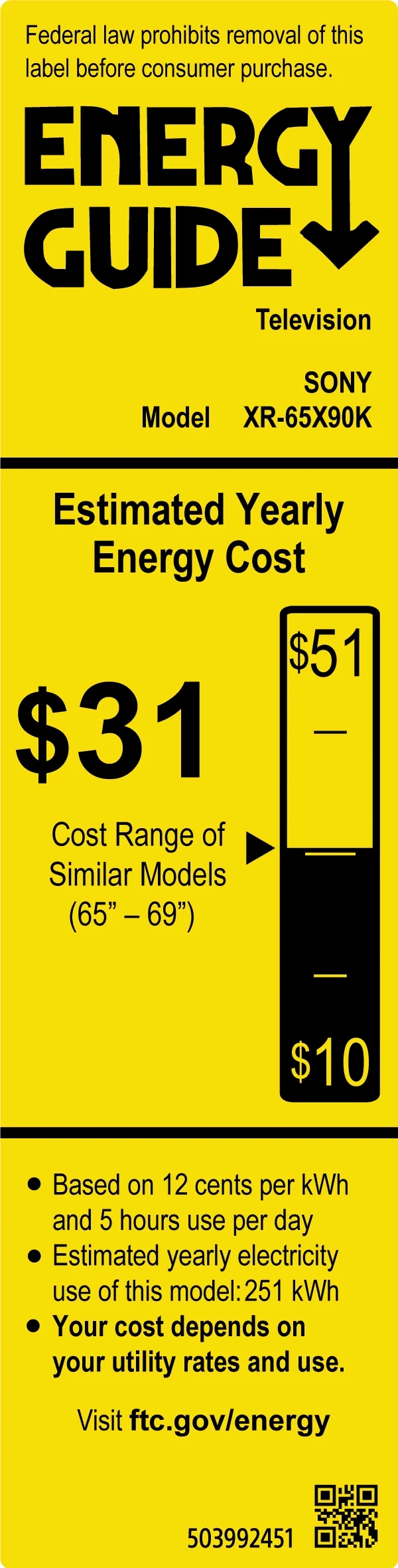 Sony 65” Class BRAVIA XR X90K 4K HDR Full Array LED with Smart Google TV XR65X90K- 2022 Model
