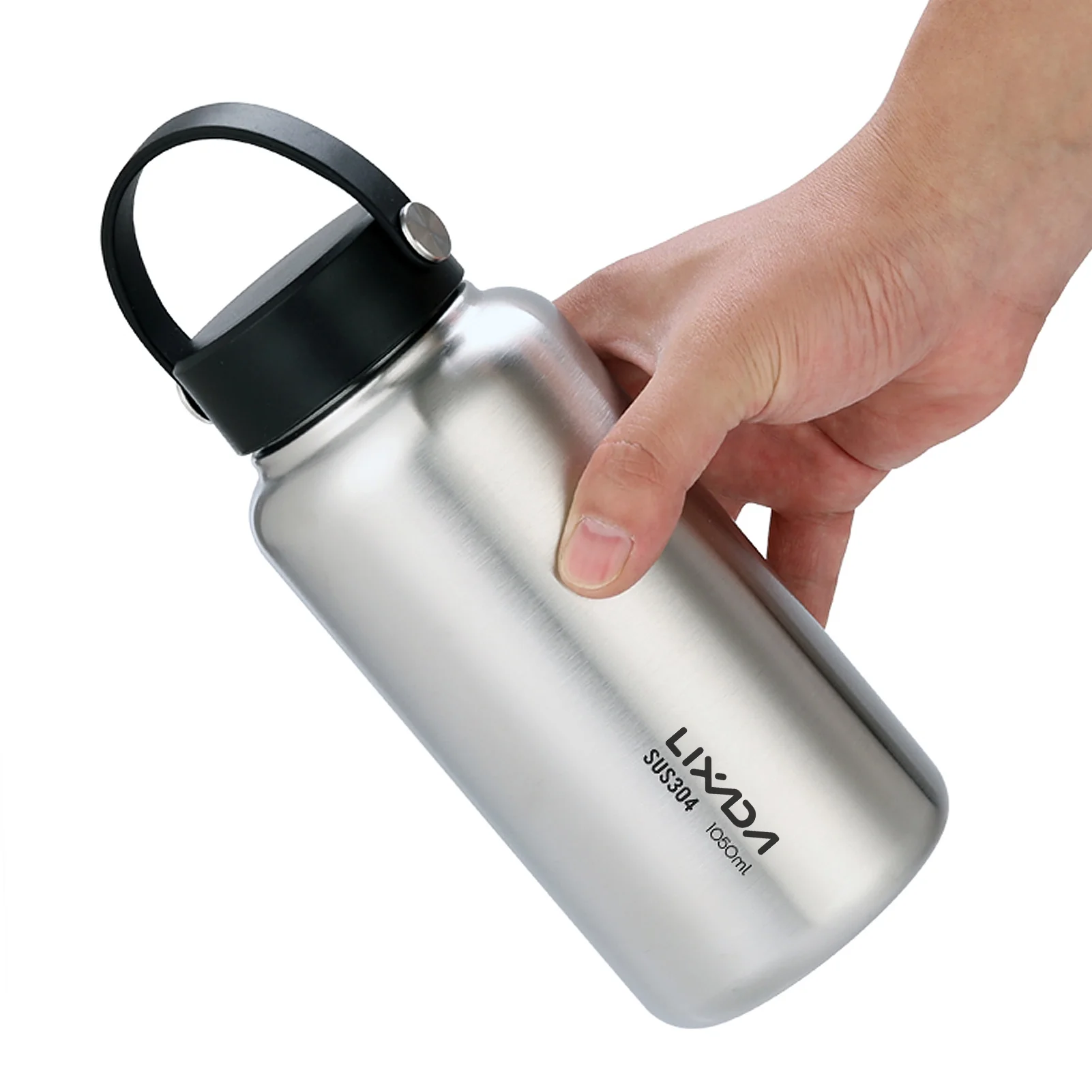 Lixada Leak Proof Stainless Steel Water Bottle Kettle, 1050ml Capacity, for Camping Hiking