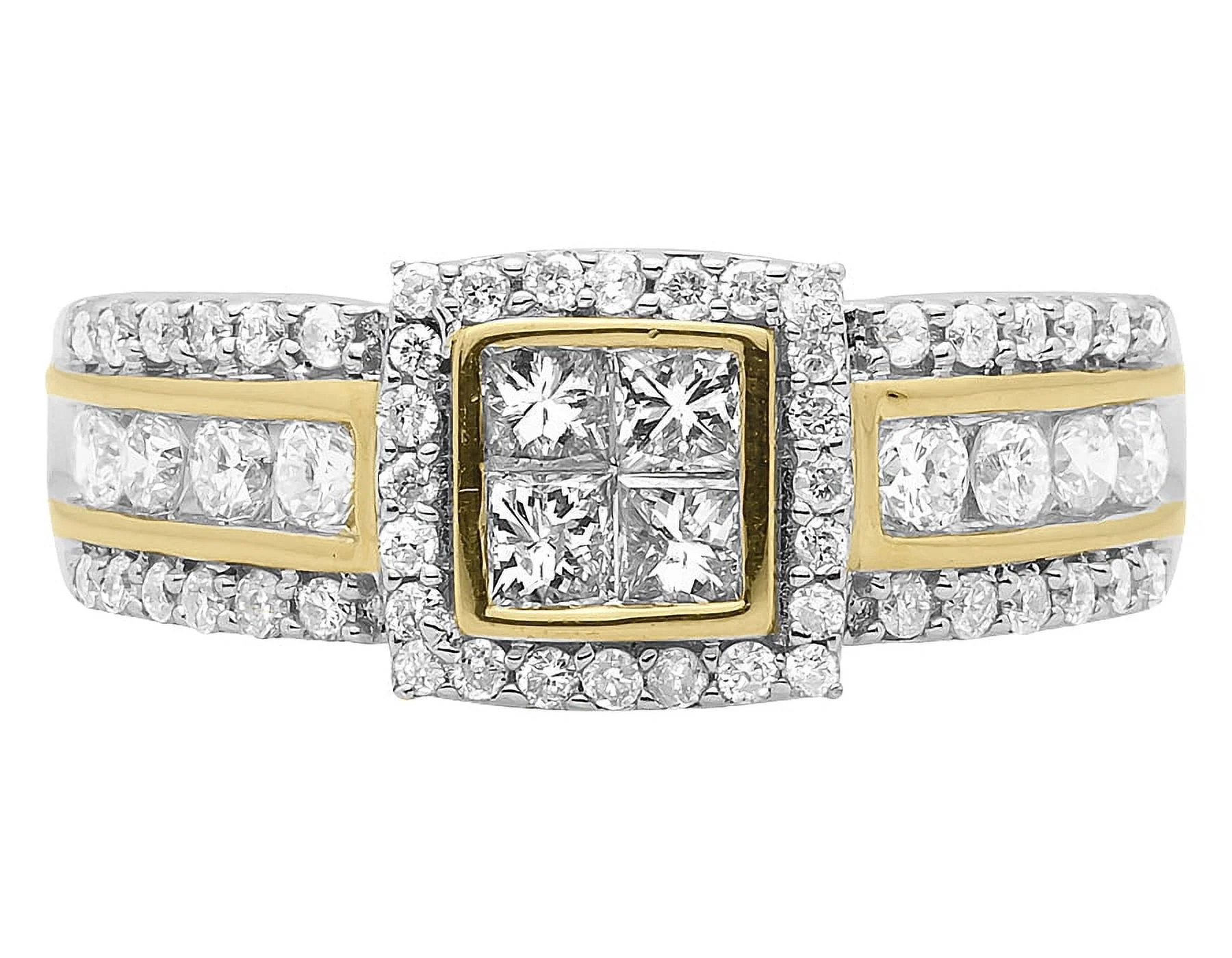 10k Yellow Gold Princess Round Diamond Engagement Ring (1.02 ct)