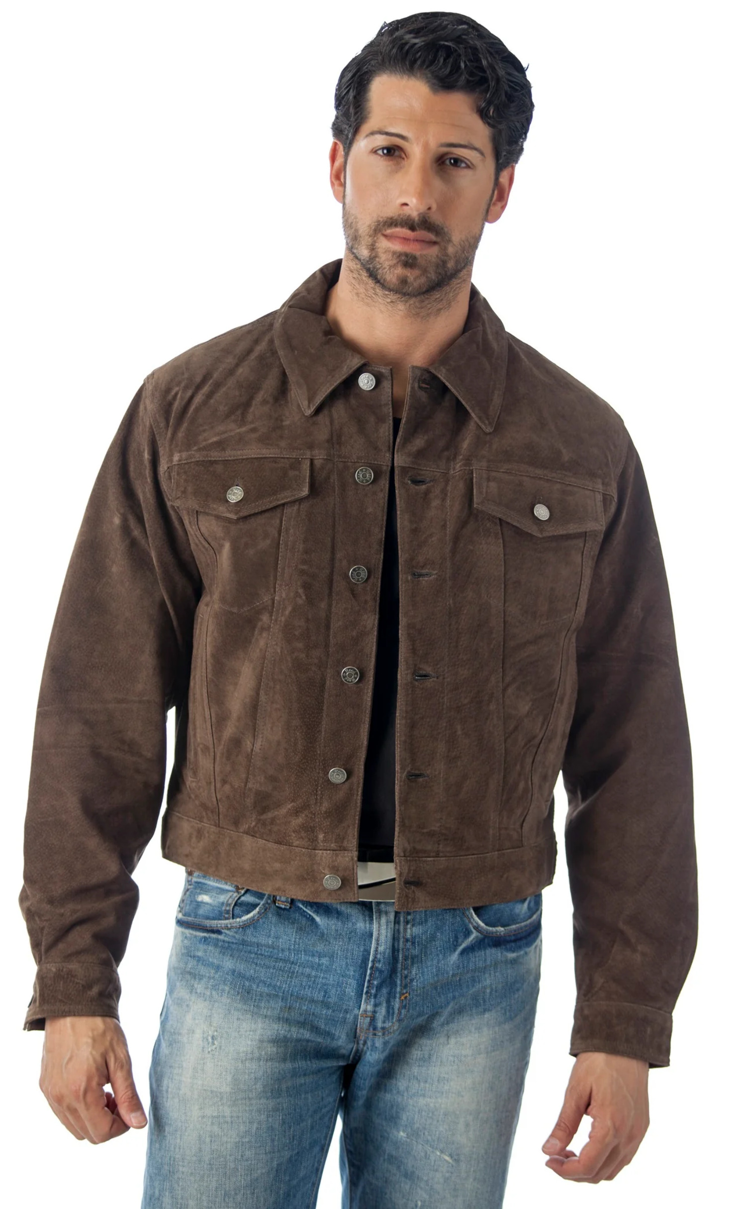 Reed's Men's Western Jean Style Suede Leather Shirt Jacket (2XL, CAMEL)