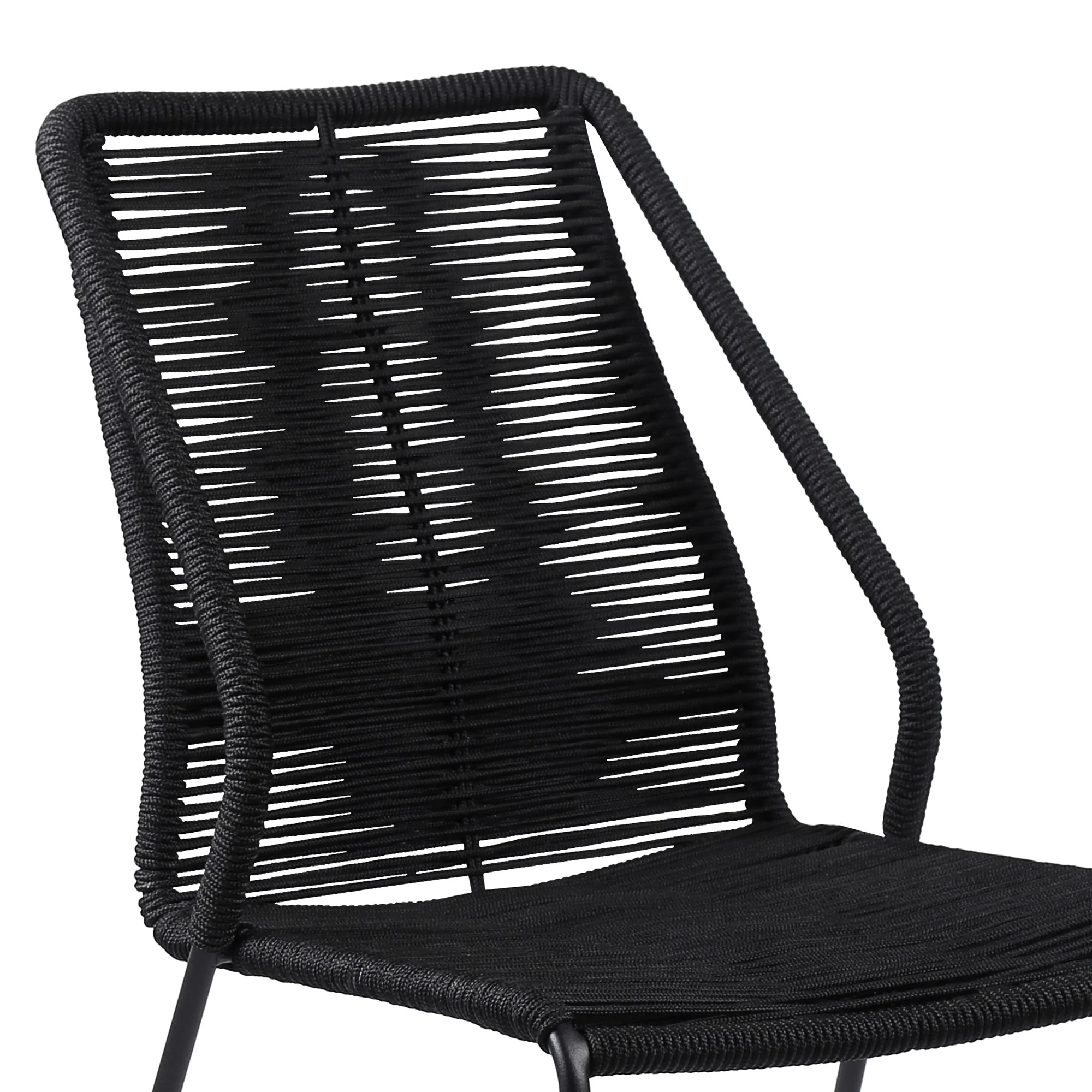 Armen Living Clip Outdoor Dining Chair - Steel - Set of 2 - Stackable - Black