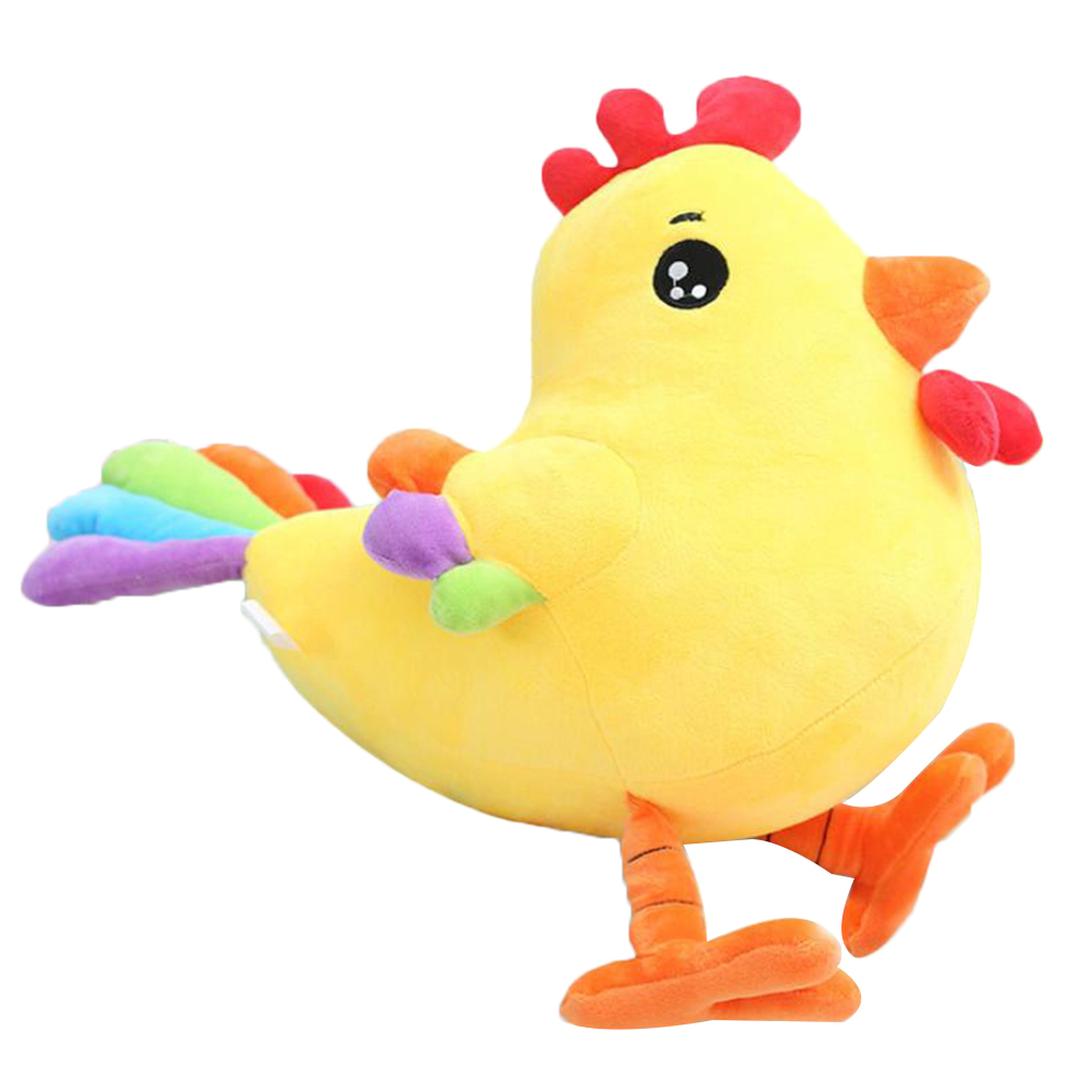 Adorable Cartoon Chicken Doll with Colorful Tail Plush Toy Adorable Chick Doll Toy for Home Bedroom (25cm)