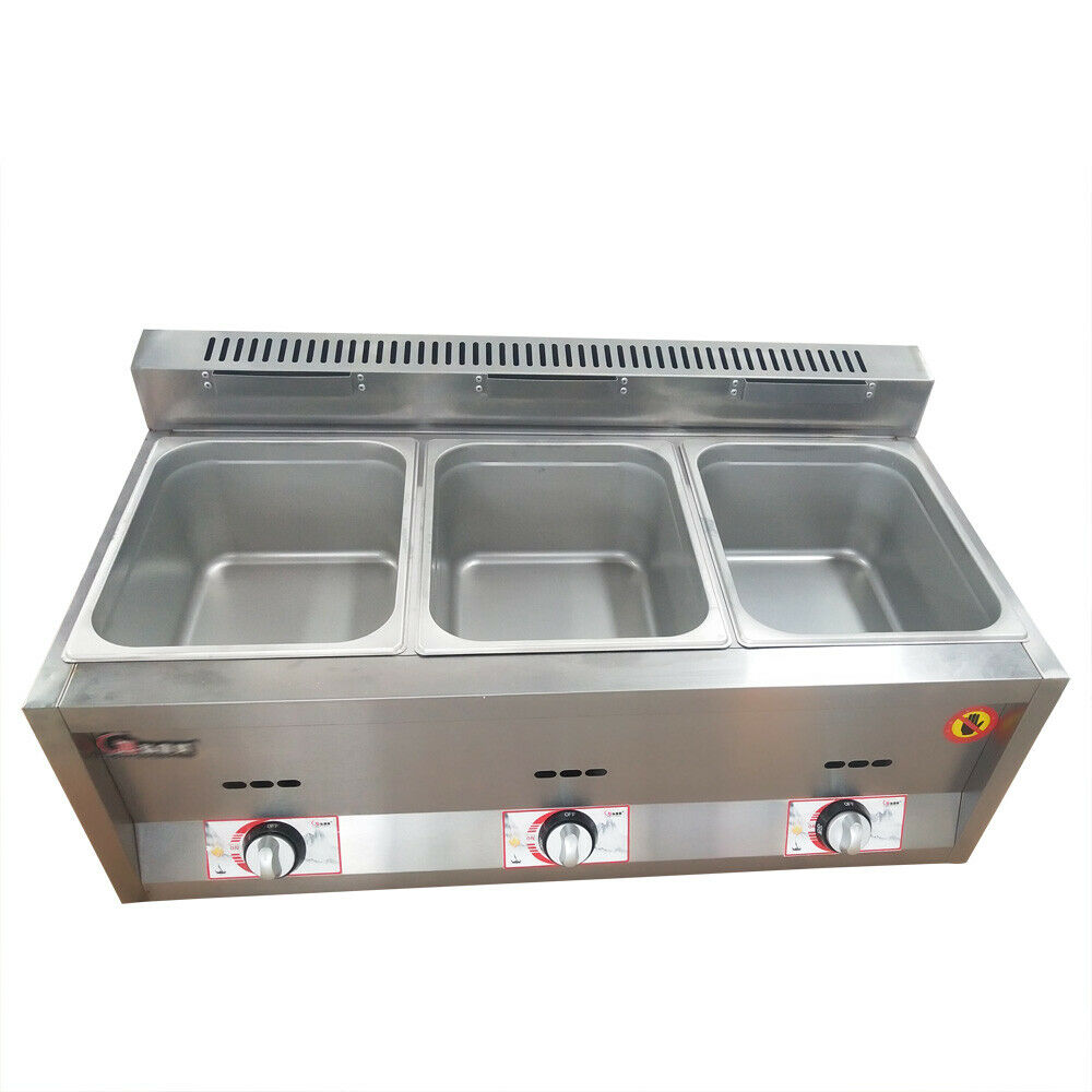 Miumaeov LPG Gas Deep Fryer 2/3 Burners Commercial Countertop Deep Gas Fryer Natural Gas Food Warmer Stainless Steel 12/16L for French Fries Restaurant Home Kitchen
