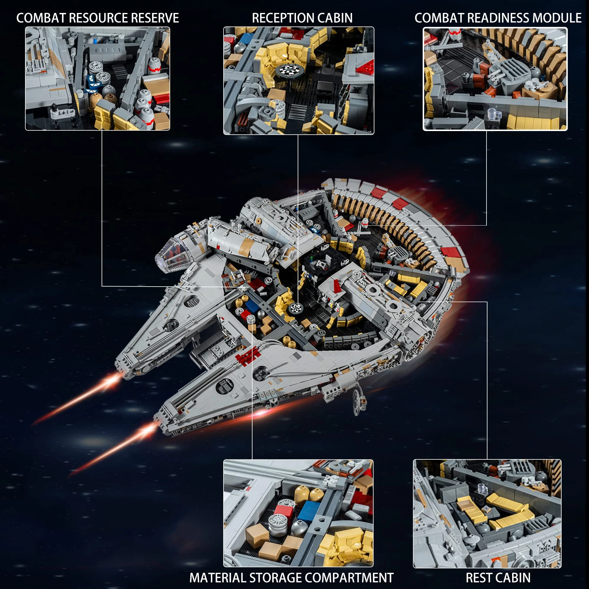 HI-Reeke Space Building Set Millennium Falcon Spaceship Super Star Building Block Kit Toy