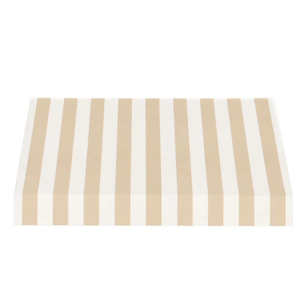 Awntech 6.375 ft New Yorker Fixed Awning Acrylic Fabric, Linen/White Stripe