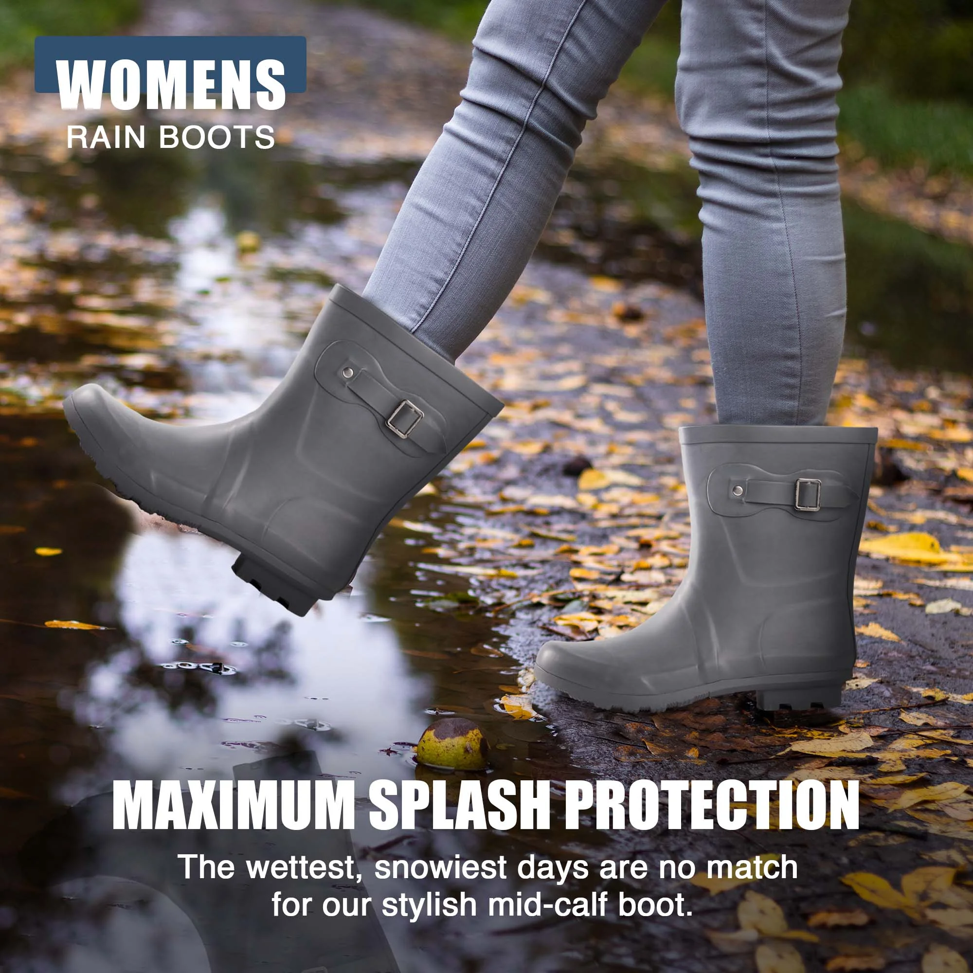 NORTY Womens Ankle-High 9 inch Female Chelsea Rain Boots Size 11