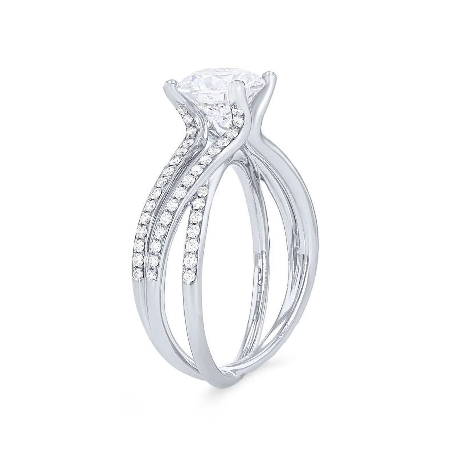 0.80 Ct Latest Elegant Design Solitaire with Accents Round Shape Natural Diamond Engagement Ring for Ladies in Solid 14K White Gold Size 7