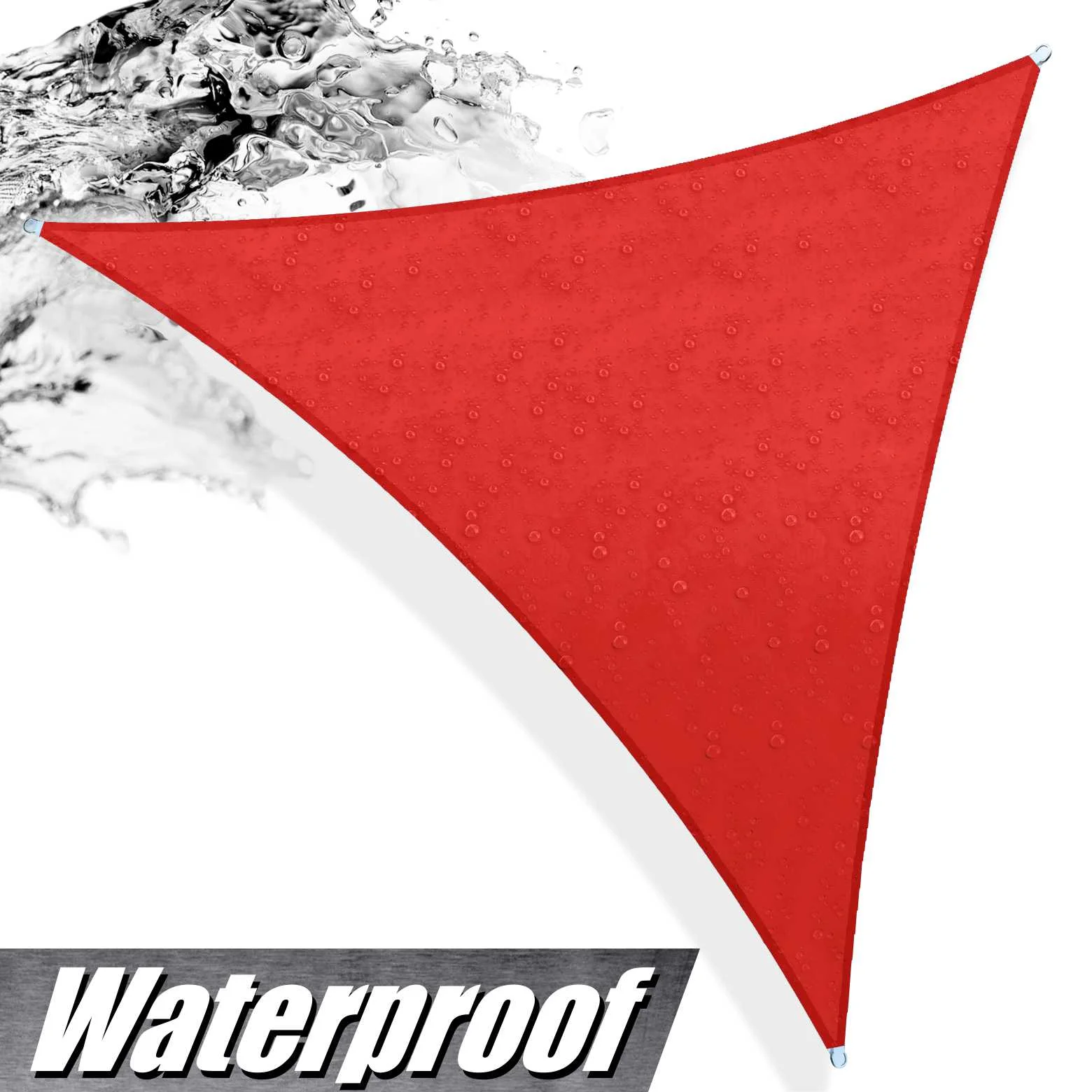 ColourTree 12' x 23' x 25.9' Custom Size Red Triangle Waterproof Sun Shade Sail Canopy Awning Shelter, 95% UV Blockage Water Resistant, Outdoor Patio Garden Carport (We Customize Size)