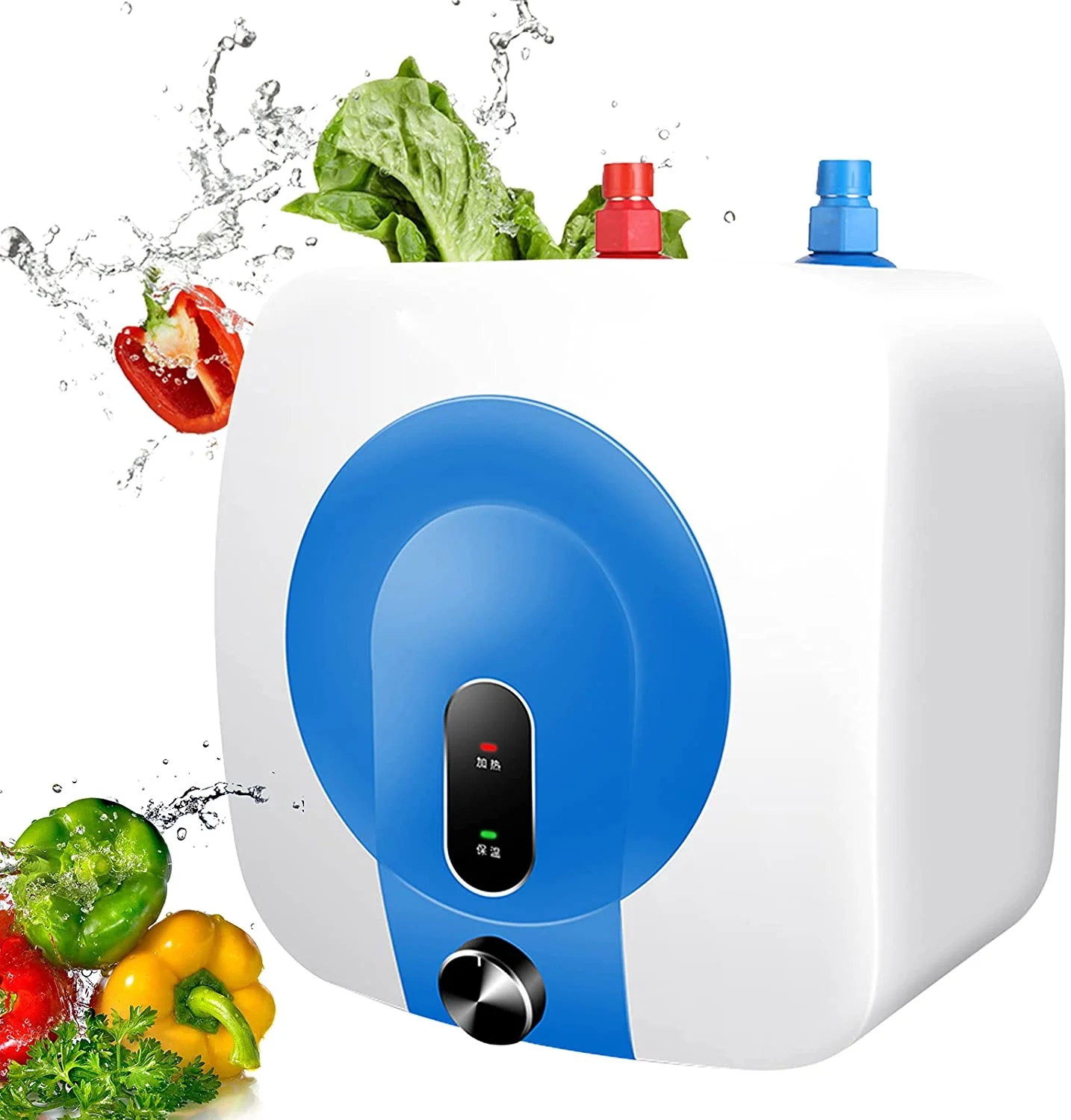 Fichiouy 8L Electric Hot Water Heater Tankless Instant Boiler Shower Water Heater for Bathroom 1500W