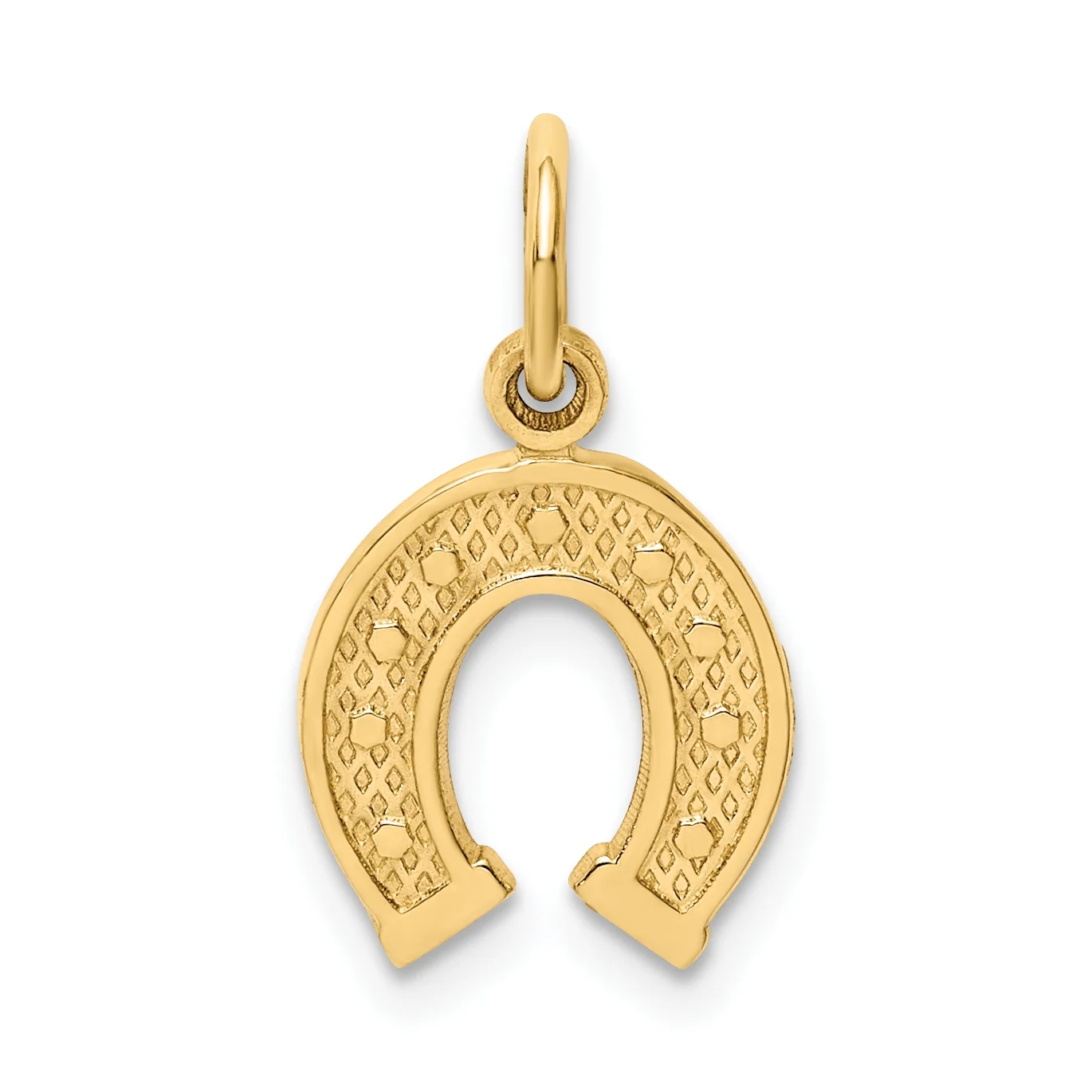 Carat in Karats 14K Yellow Gold Horseshoe Pendant Charm (20mm x 10mm) With 10K Yellow Gold Lightweight Rope Chain Necklace 20''