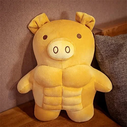 Cartoon Muscle Bear Pillow Plush Teddy Bear Large Doll Funny Gift (Bear,27.5 inch)（bear），Cute Gift