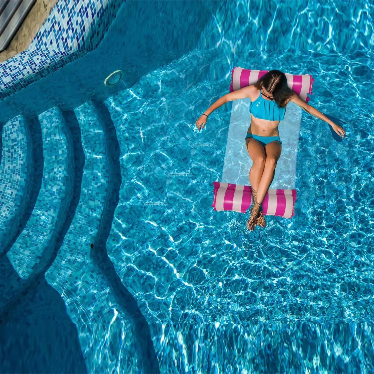 Stonful 2 Pack Hammock Pool Floats, 4 in 1 Inflatable Water Swimming Pool Hammock for Adults, with Air Pump - Saddle, Lounge Chair, Hammock, Drifter