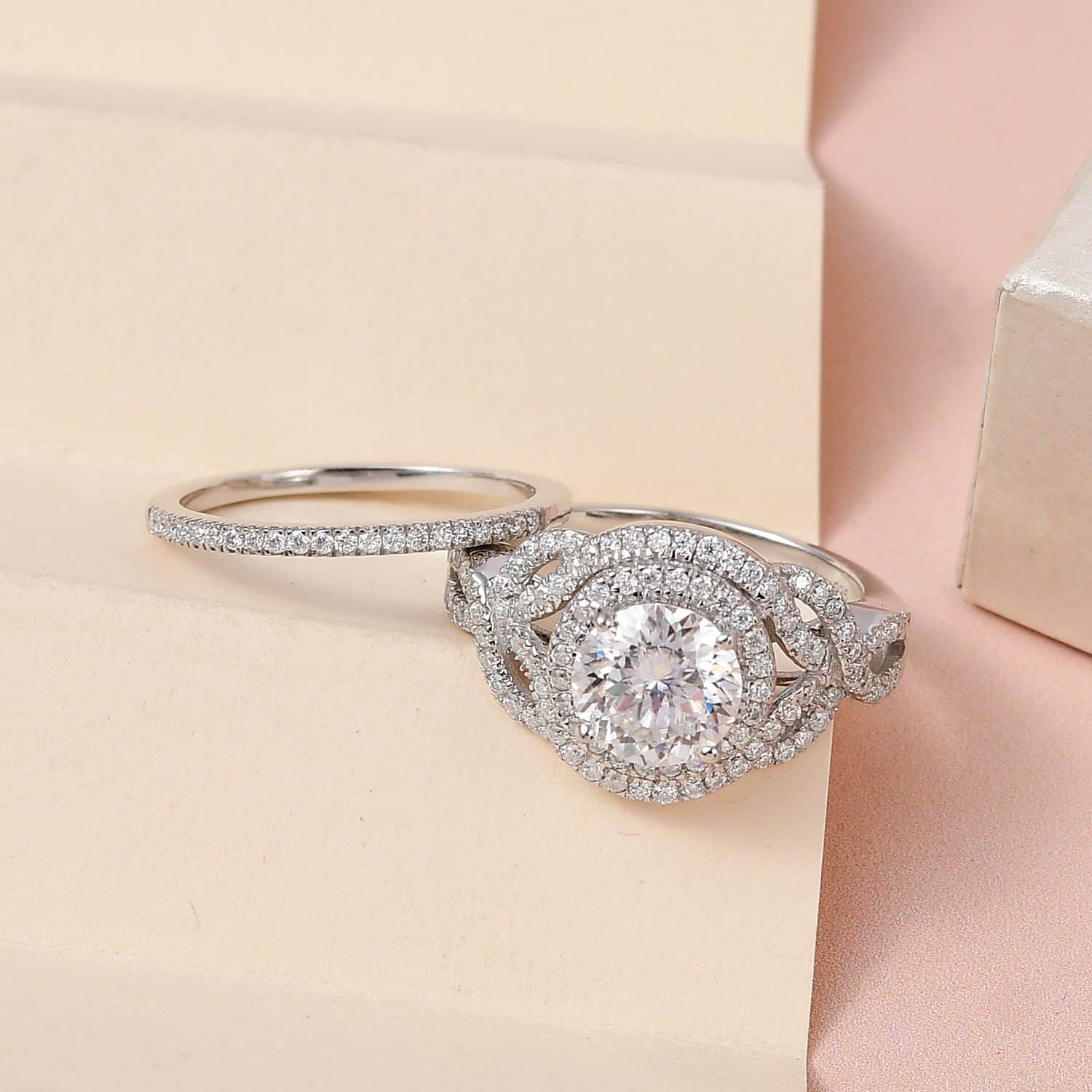 Shop LC Moissanite Round 925 Sterling Silver Platinum Plated Stackable Ring for Women Jewelry Size 7 Ct 2.46 Birthday Gifts for Women