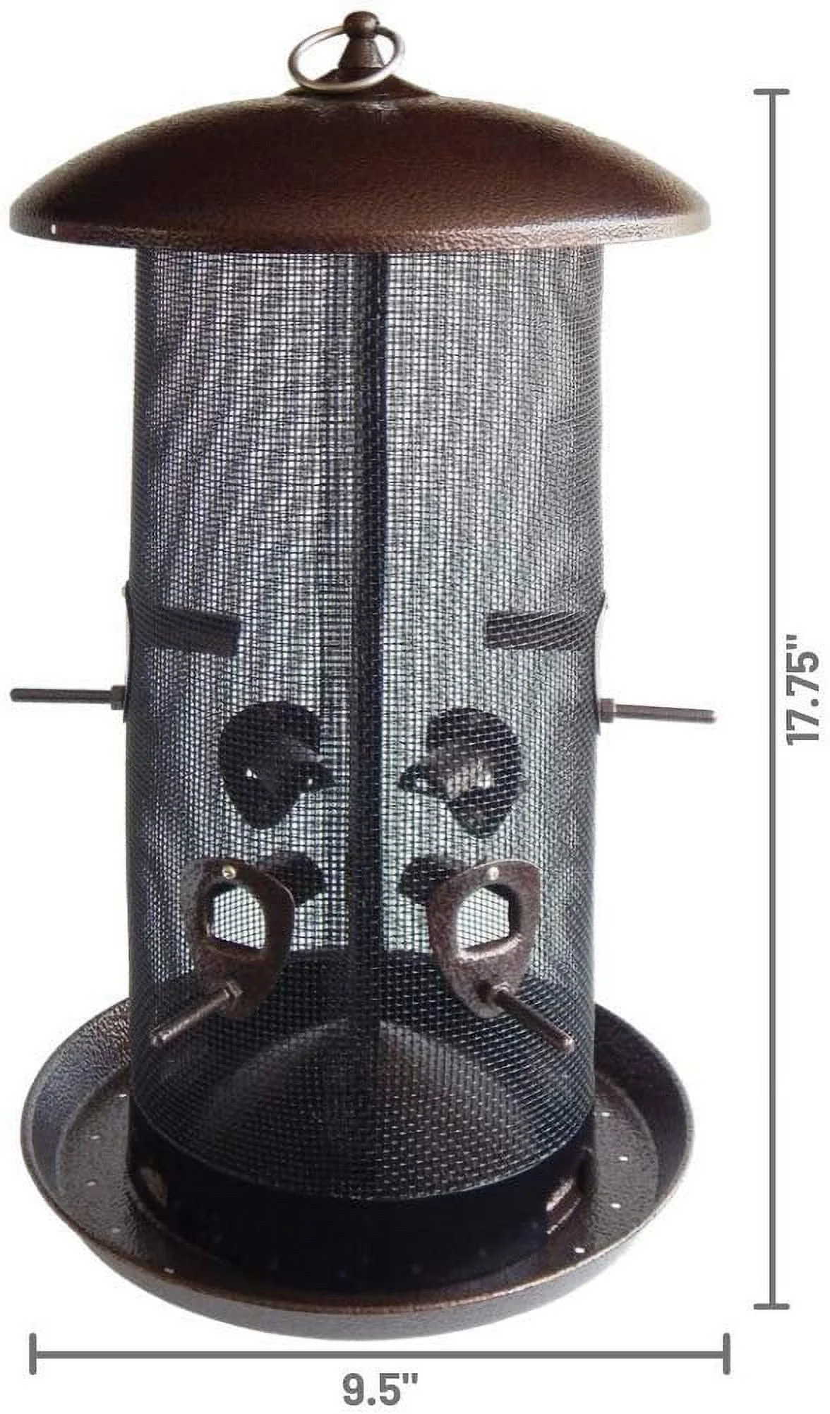 Stokes Select Bird Feeder, Giant Combo Outdoor Bird Feeder, 2 Seed Compartments, Large Seed Capacity, 8 lb, Black Finish