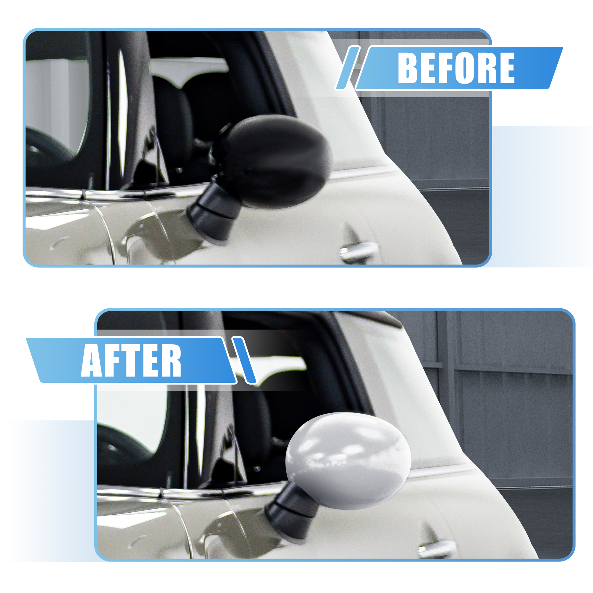 Unique Bargains 1 Pair Rearview Mirror Cover Side Wing Mirror Cap Exterior Mirror for Mini Cooper S R50/R53 02-06 White