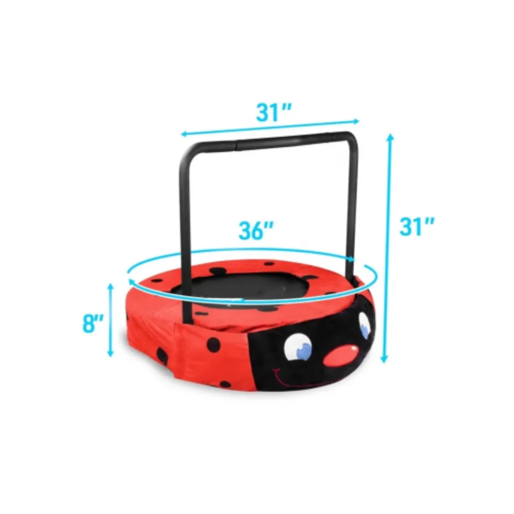 XTP003 Assembled children's trampoline, happy expression, outdoor and indoor dual-use，ladybug black and red foldable iron tube