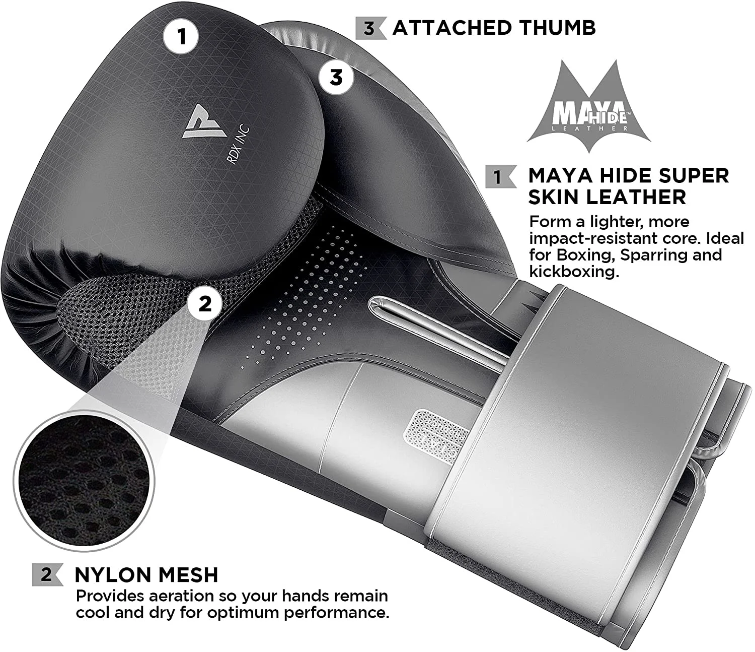 RDX Boxing Gloves for Training Muay Thai Mitts Maya Hide Leather MARK PRO Glove for Sparring, Kickboxing, Fighting, Punch Bags, Focus Pads, Double End Ball Punching