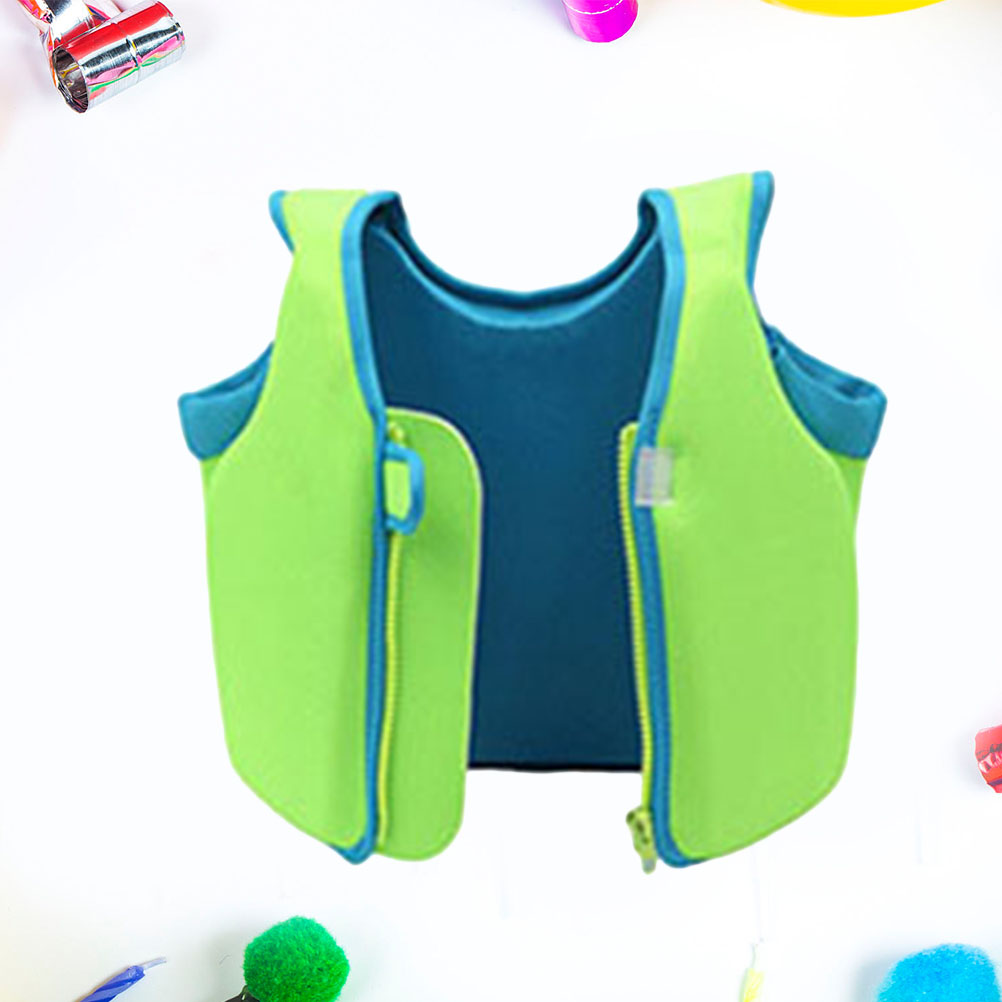 2pcs Children Boy Girl Waistcoat Protective Float Buoyancy Swimsuit Vest Detachable Baby Kids Swimwear Size M (Green)